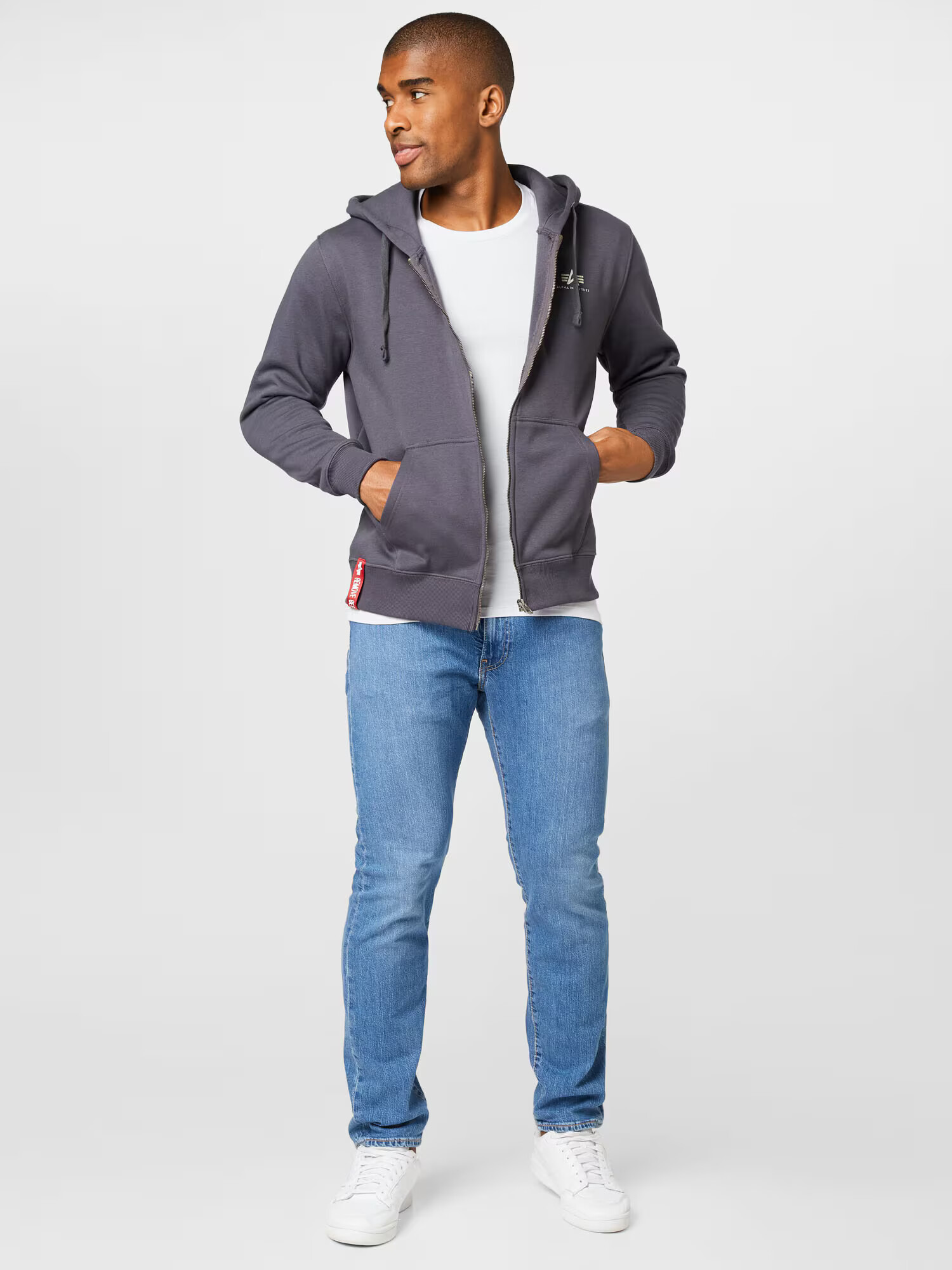 ALPHA INDUSTRIES Jopa na zadrgo temno siva / bela - Pepit.si