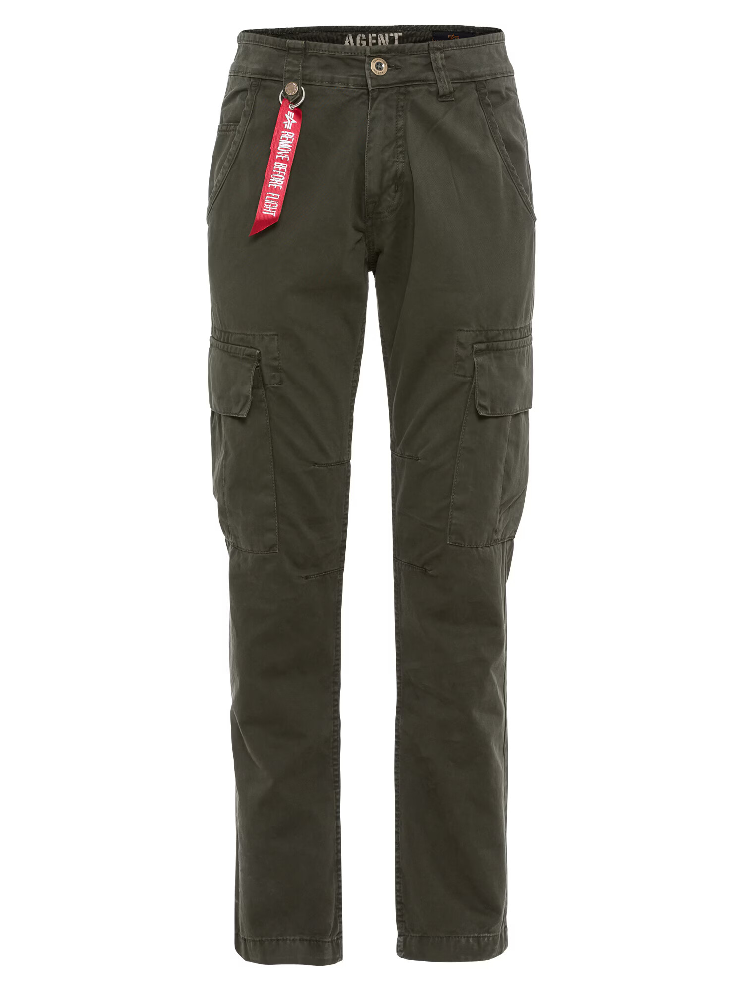 ALPHA INDUSTRIES Kargo hlače 'Agent' kaki / rdeča / bela - Pepit.si