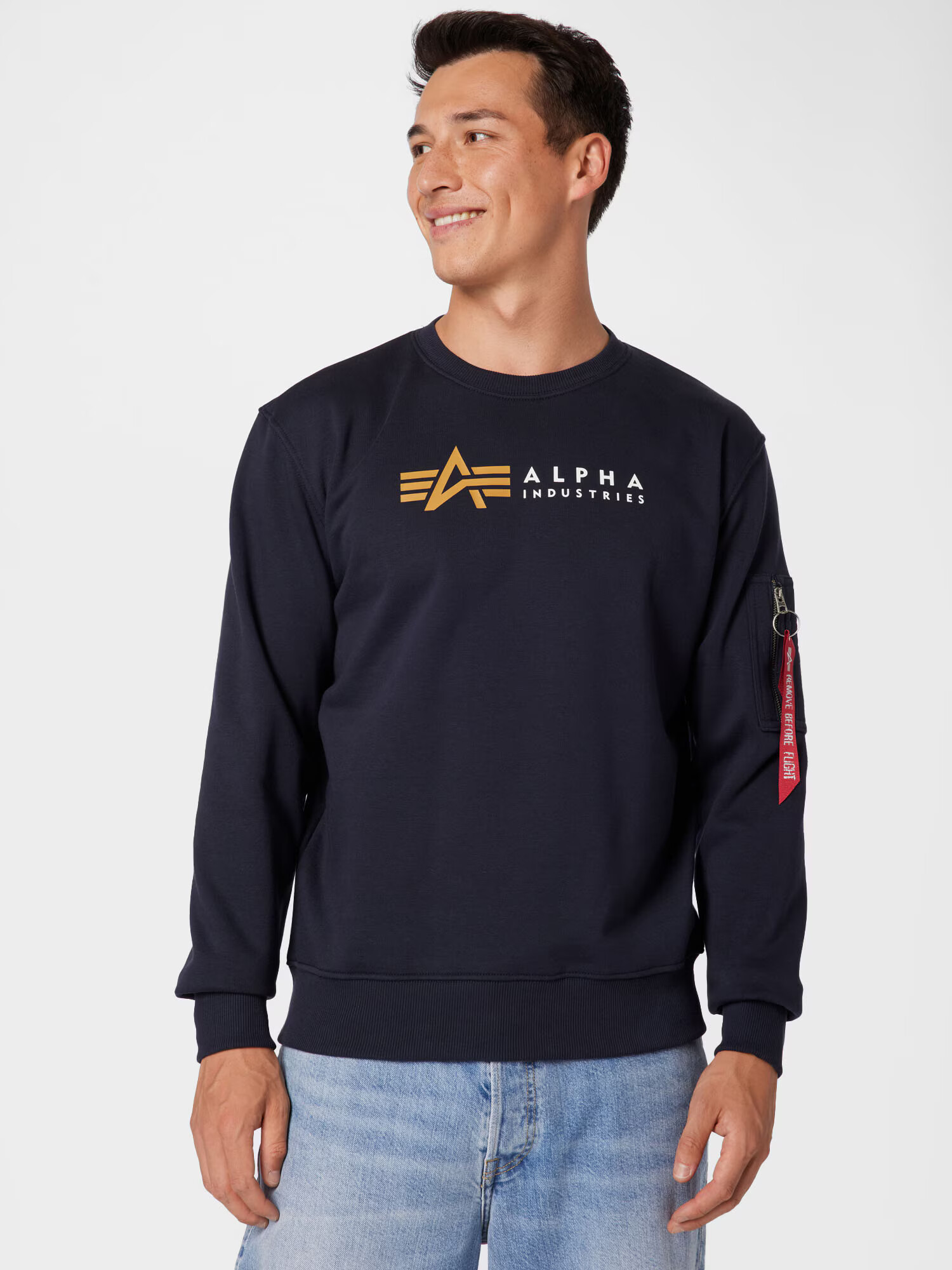 ALPHA INDUSTRIES Majica pesek / nočno modra / bela - Pepit.si