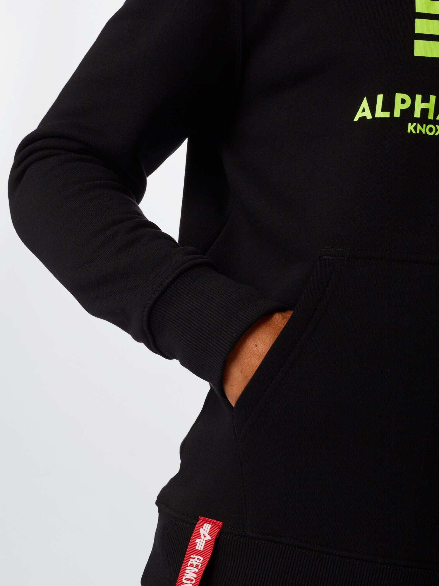 ALPHA INDUSTRIES Majica 'Basic Hoody Neon Print' neonsko rumena / črna - Pepit.si