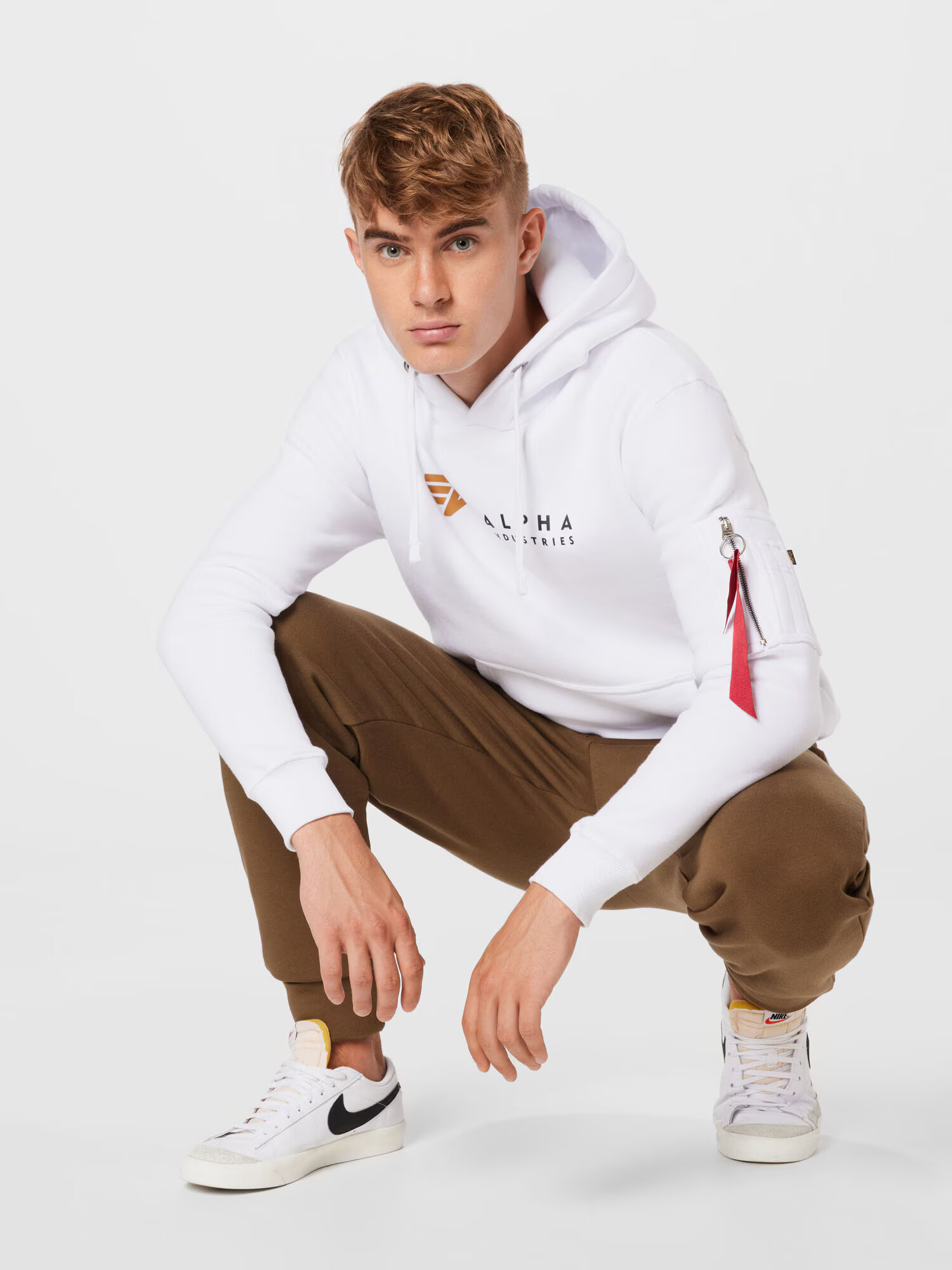 ALPHA INDUSTRIES Majica konjak / črna / bela - Pepit.si