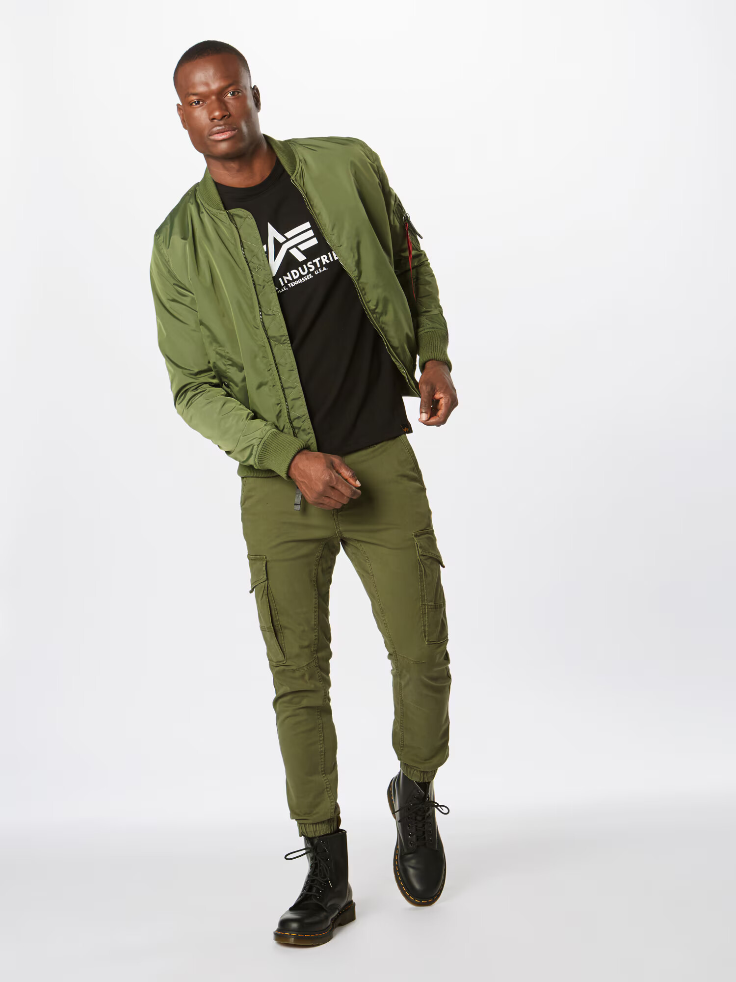 ALPHA INDUSTRIES Majica črna / bela - Pepit.si