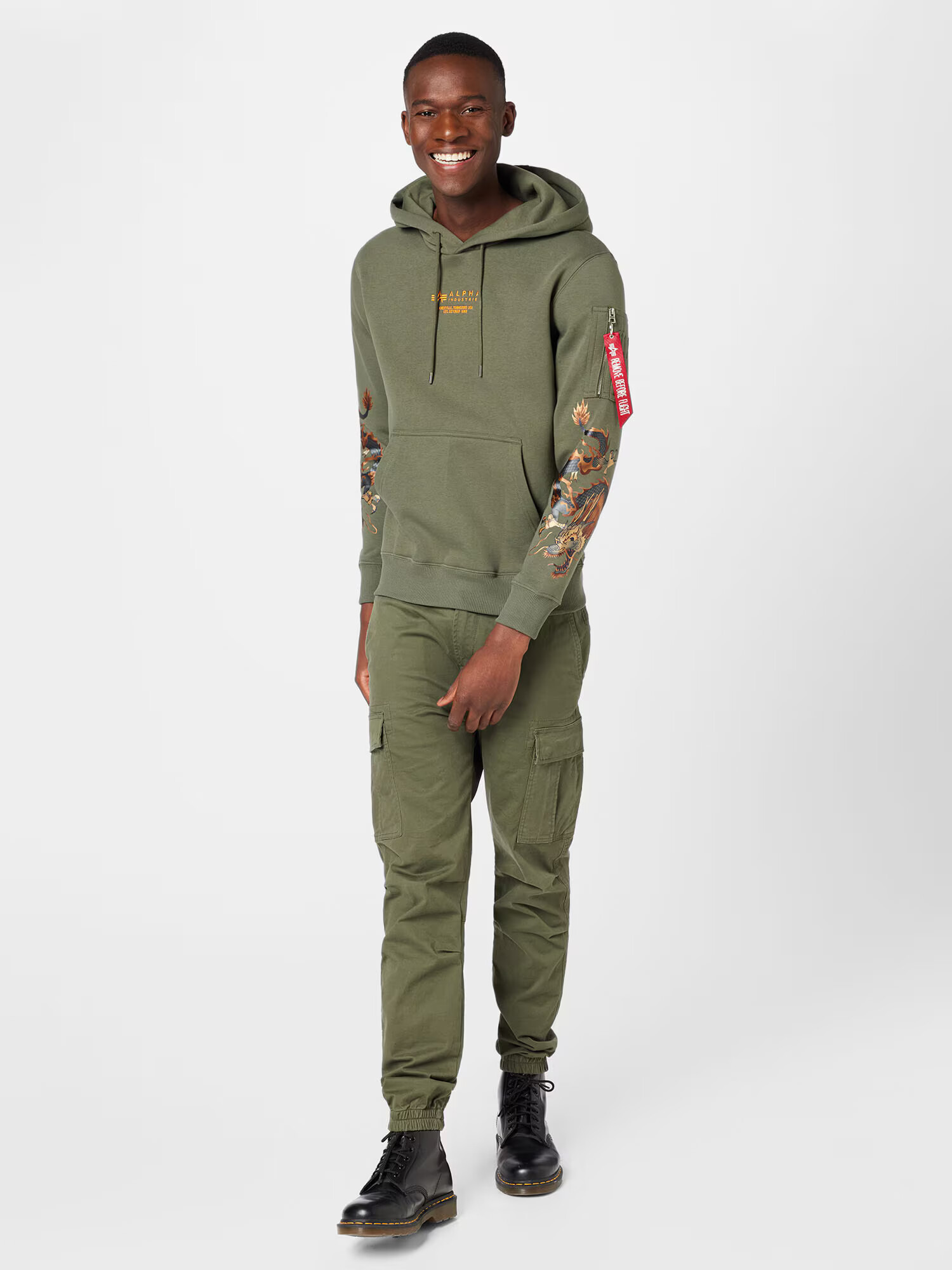 ALPHA INDUSTRIES Majica 'Dragon' rumena / temno siva / oliva / rdeča - Pepit.si