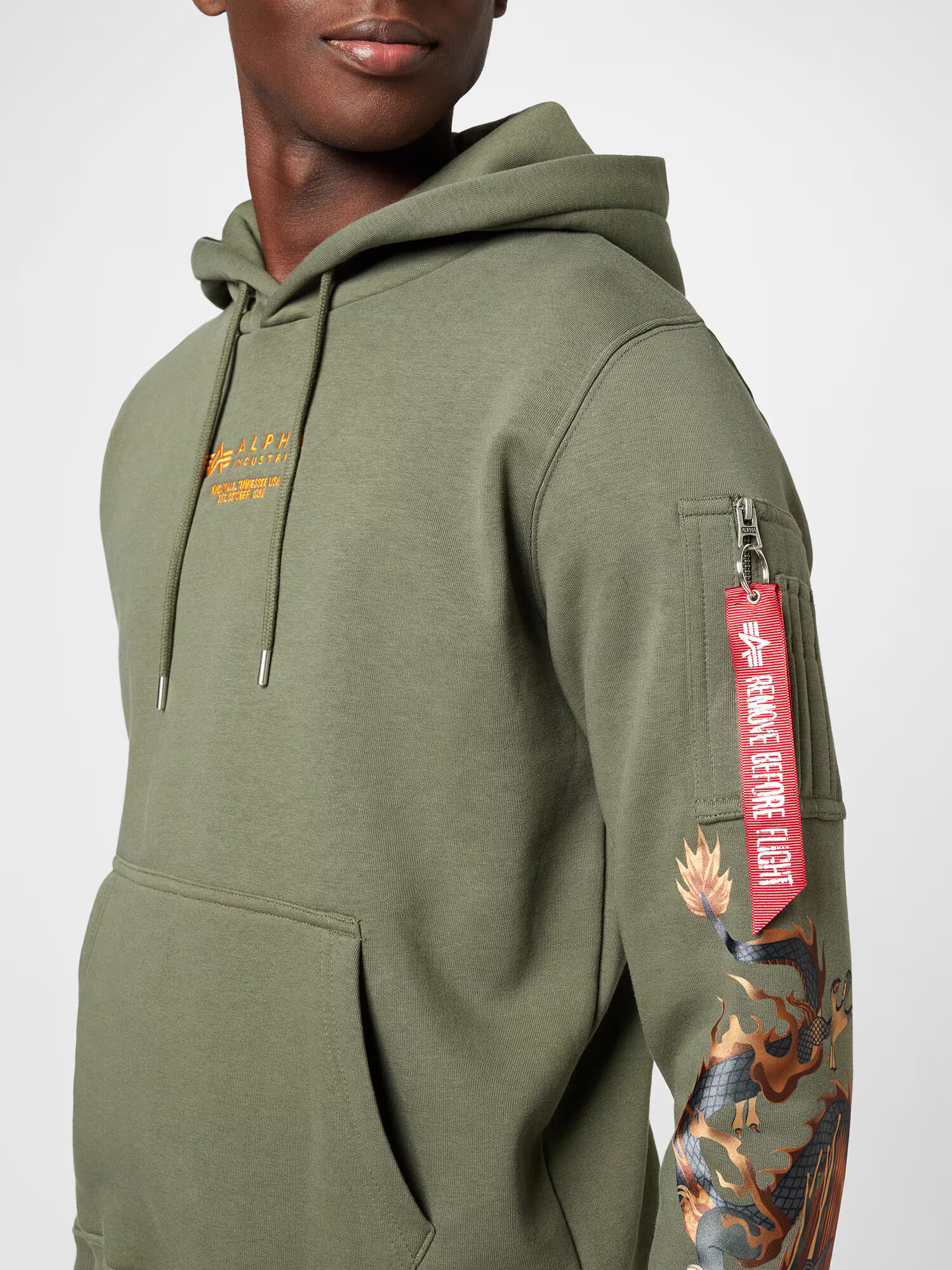 ALPHA INDUSTRIES Majica 'Dragon' rumena / temno siva / oliva / rdeča - Pepit.si