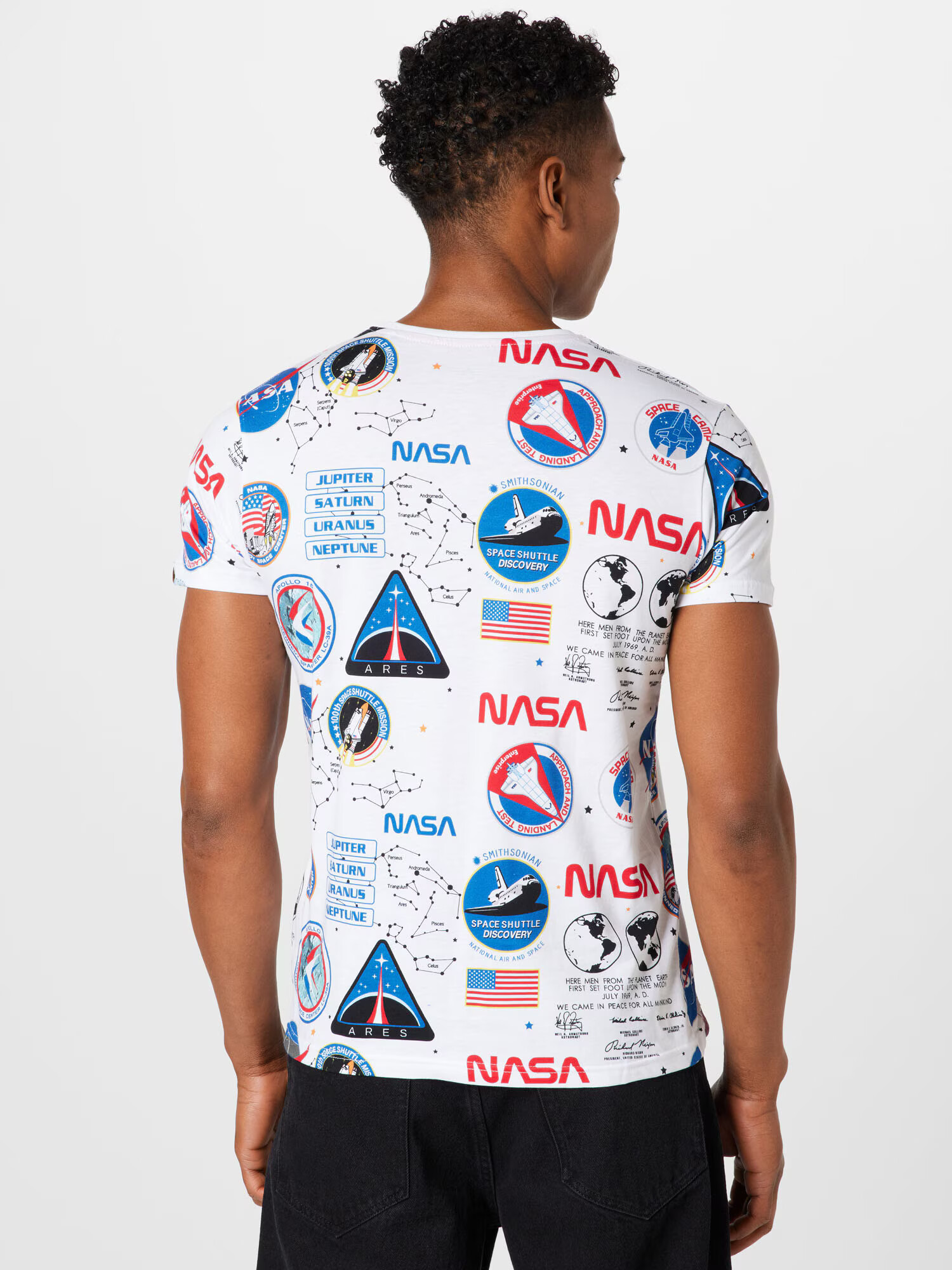 ALPHA INDUSTRIES Majica 'NASA' nebeško modra / rumena / ognjeno rdeča / črna / bela - Pepit.si