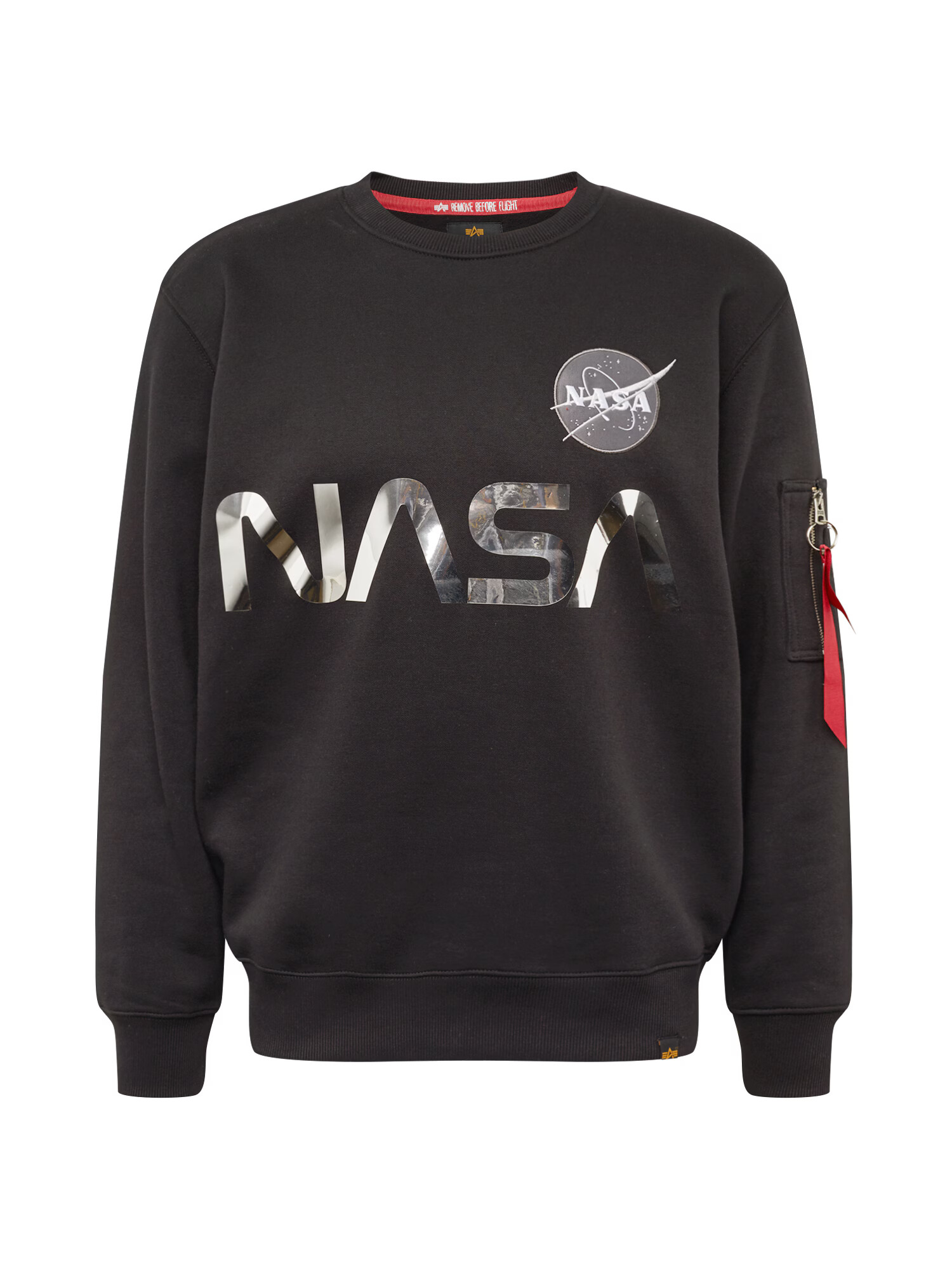 ALPHA INDUSTRIES Majica 'NASA' črna / srebrna - Pepit.si