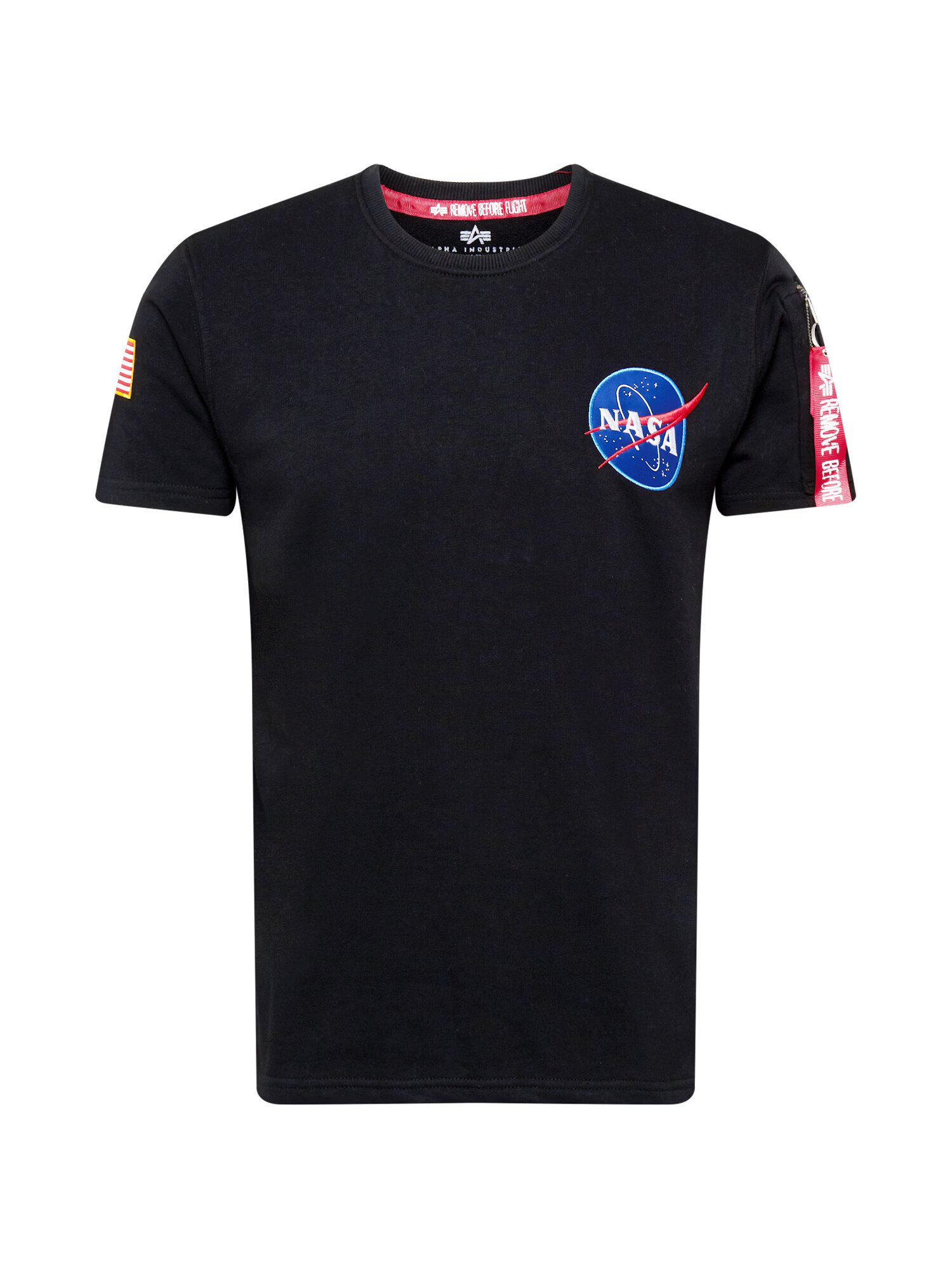 ALPHA INDUSTRIES Majica 'NASA Heavy' črna / modra / bela / rdeča - Pepit.si