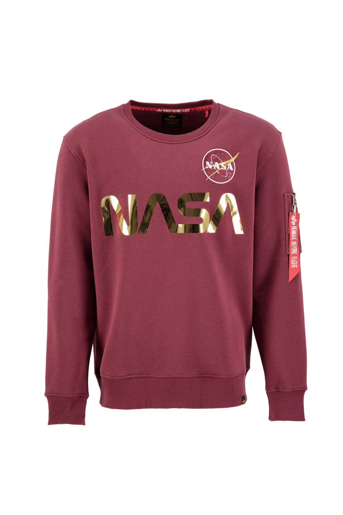 ALPHA INDUSTRIES Majica 'Nasa Reflective' zlata / burgund - Pepit.si