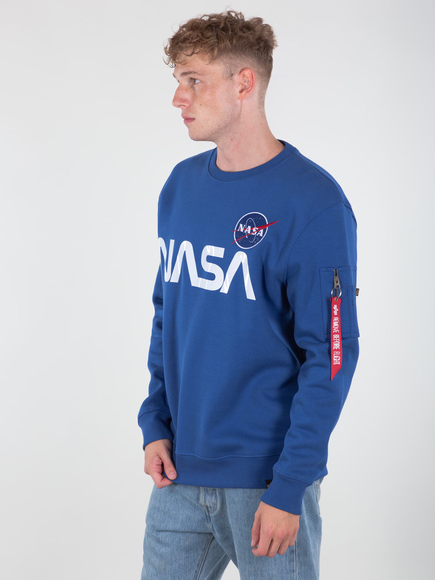 ALPHA INDUSTRIES Majica 'Nasa Reflective' modra / bela - Pepit.si