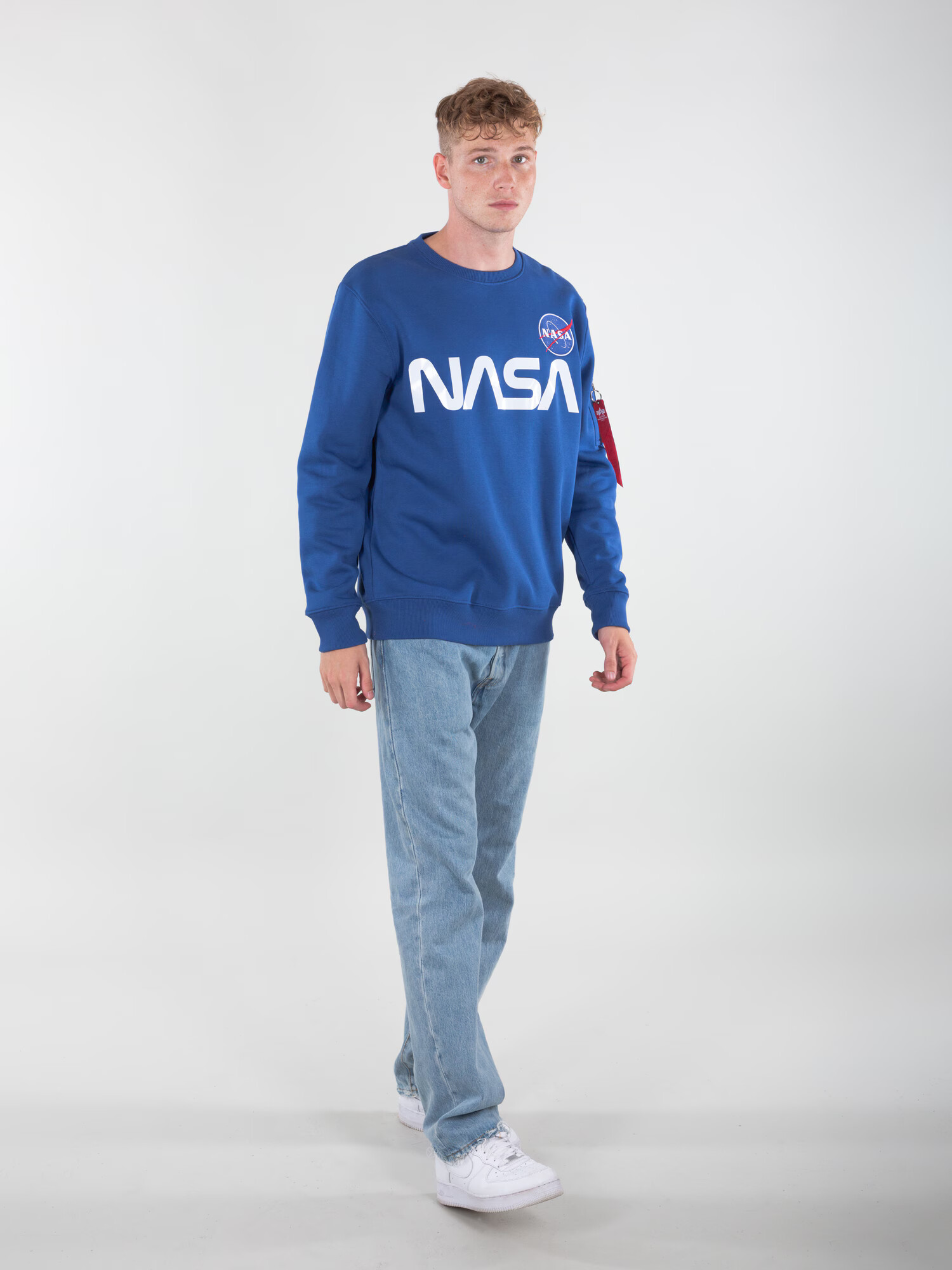 ALPHA INDUSTRIES Majica 'Nasa Reflective' modra / bela - Pepit.si