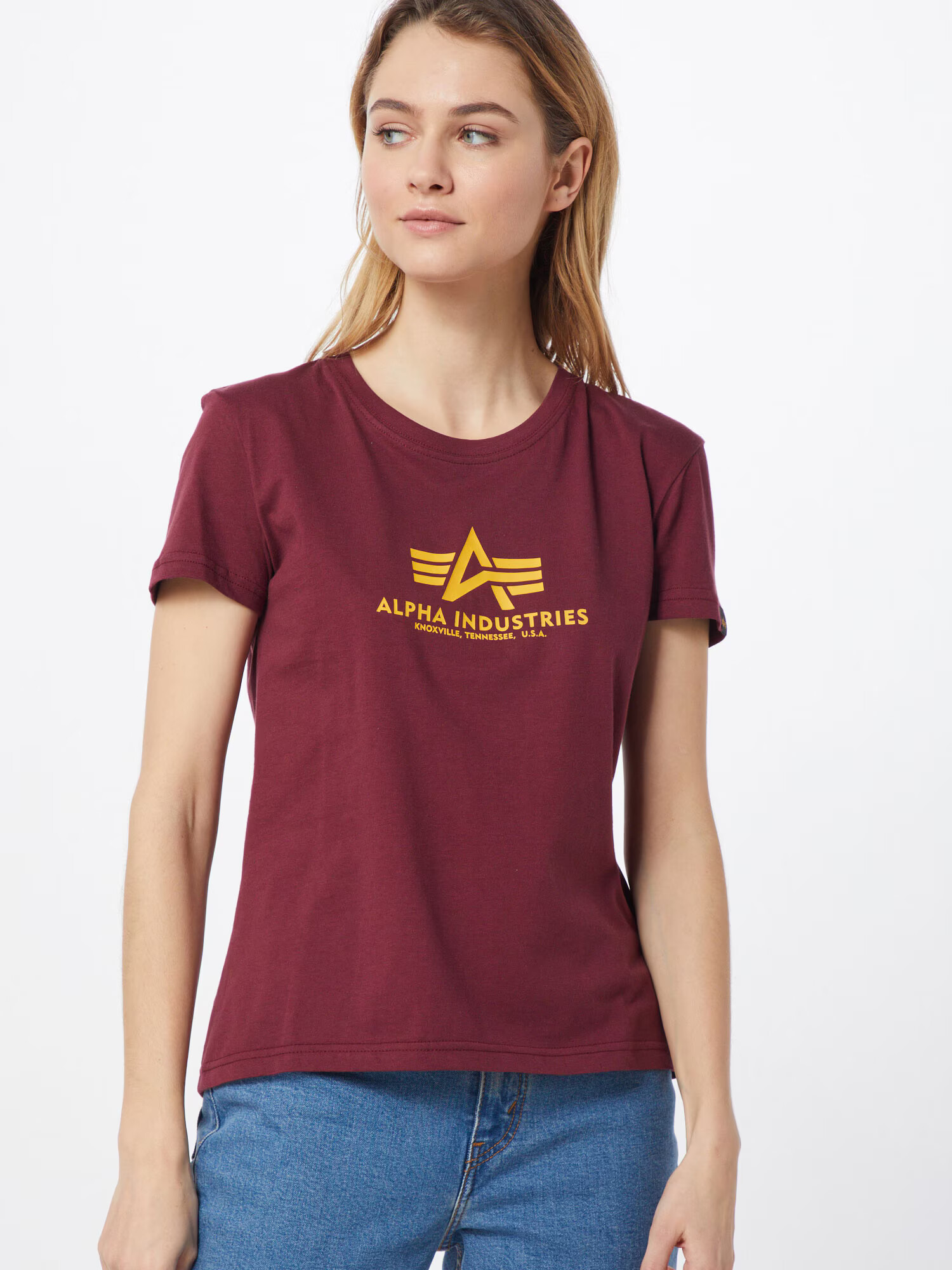 ALPHA INDUSTRIES Majica 'New Basic T Wmn' burgund - Pepit.si