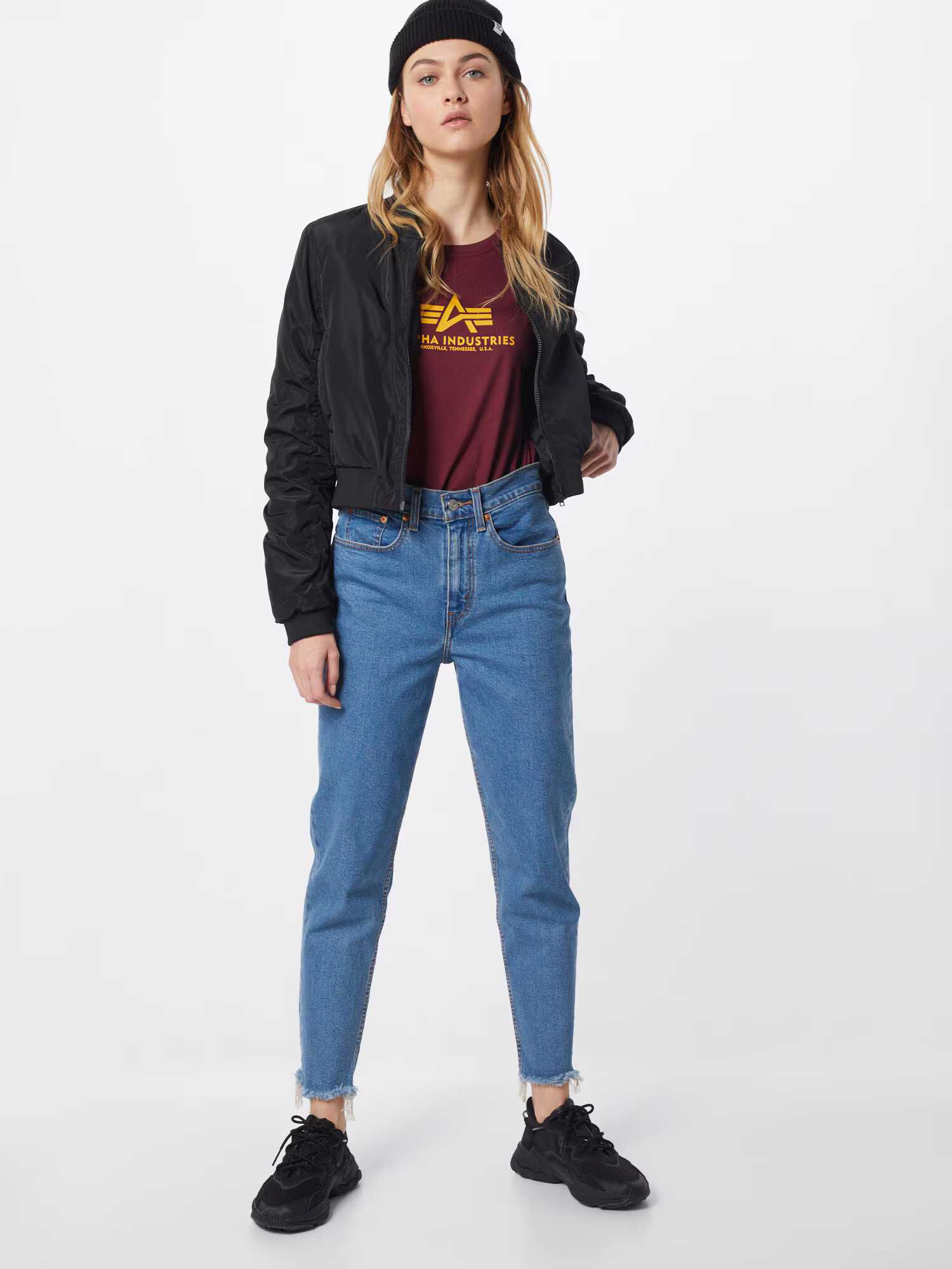 ALPHA INDUSTRIES Majica 'New Basic T Wmn' burgund - Pepit.si