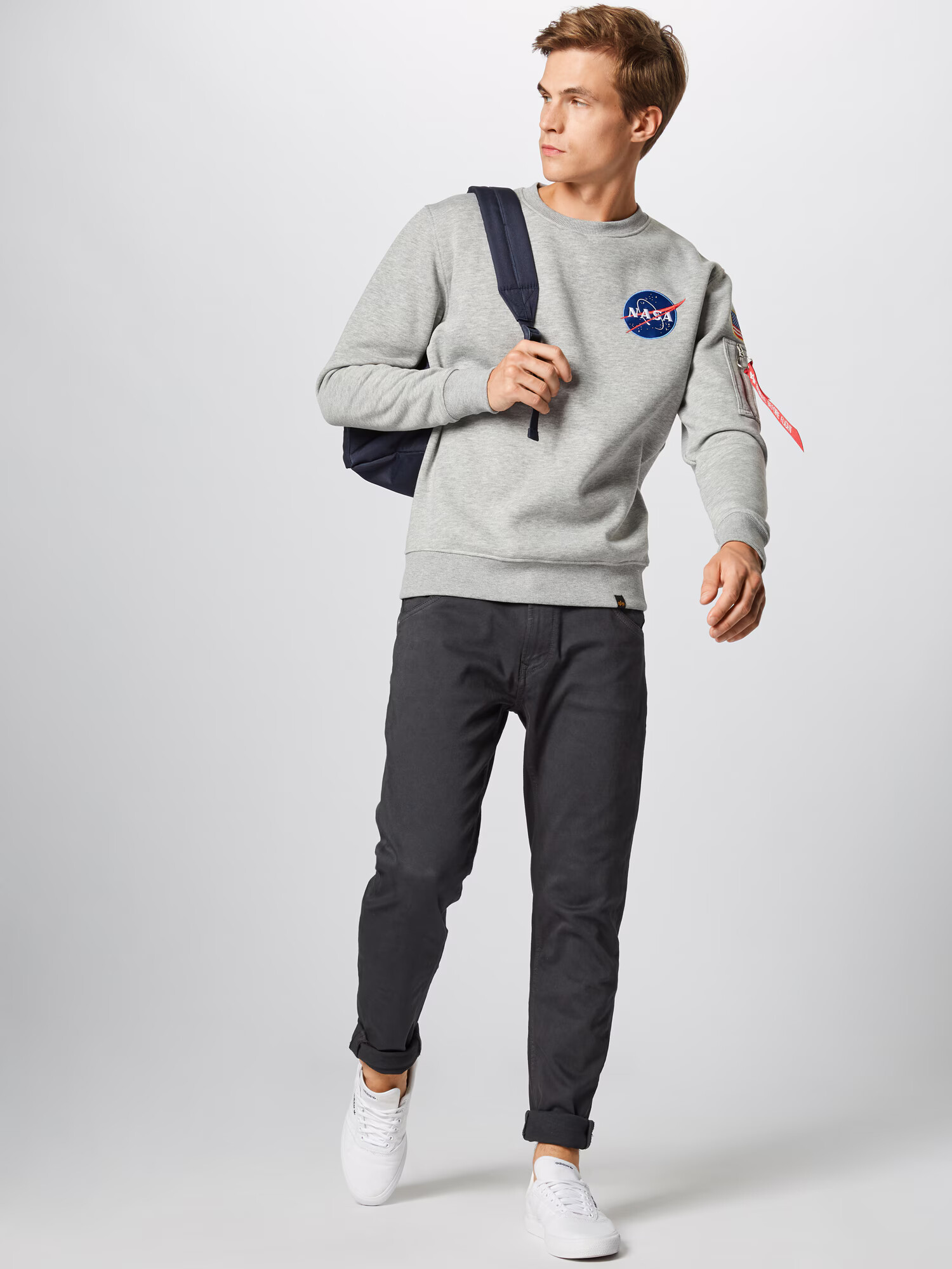 ALPHA INDUSTRIES Majica pegasto siva - Pepit.si