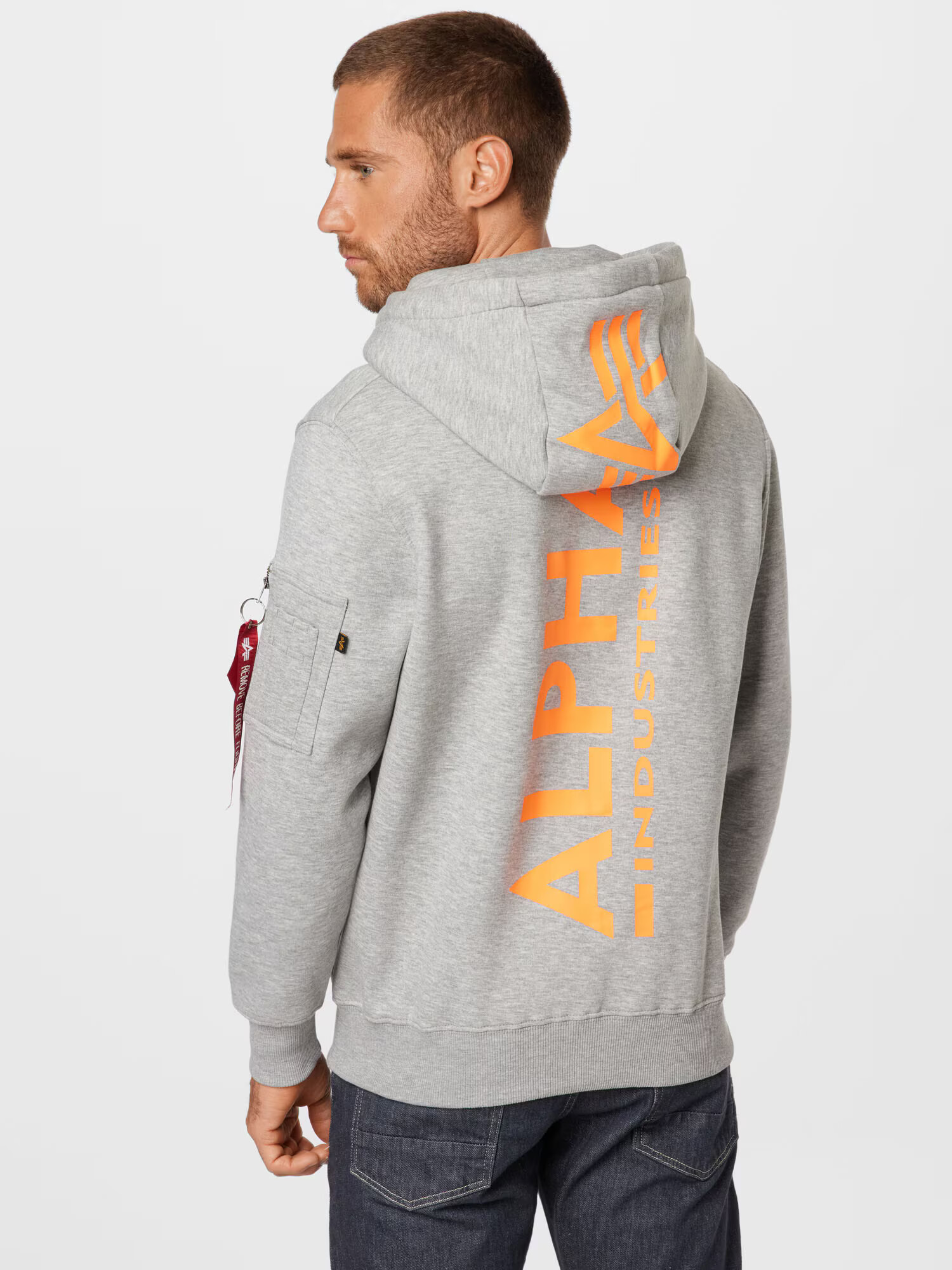 ALPHA INDUSTRIES Majica pegasto siva / oranžna / bela - Pepit.si