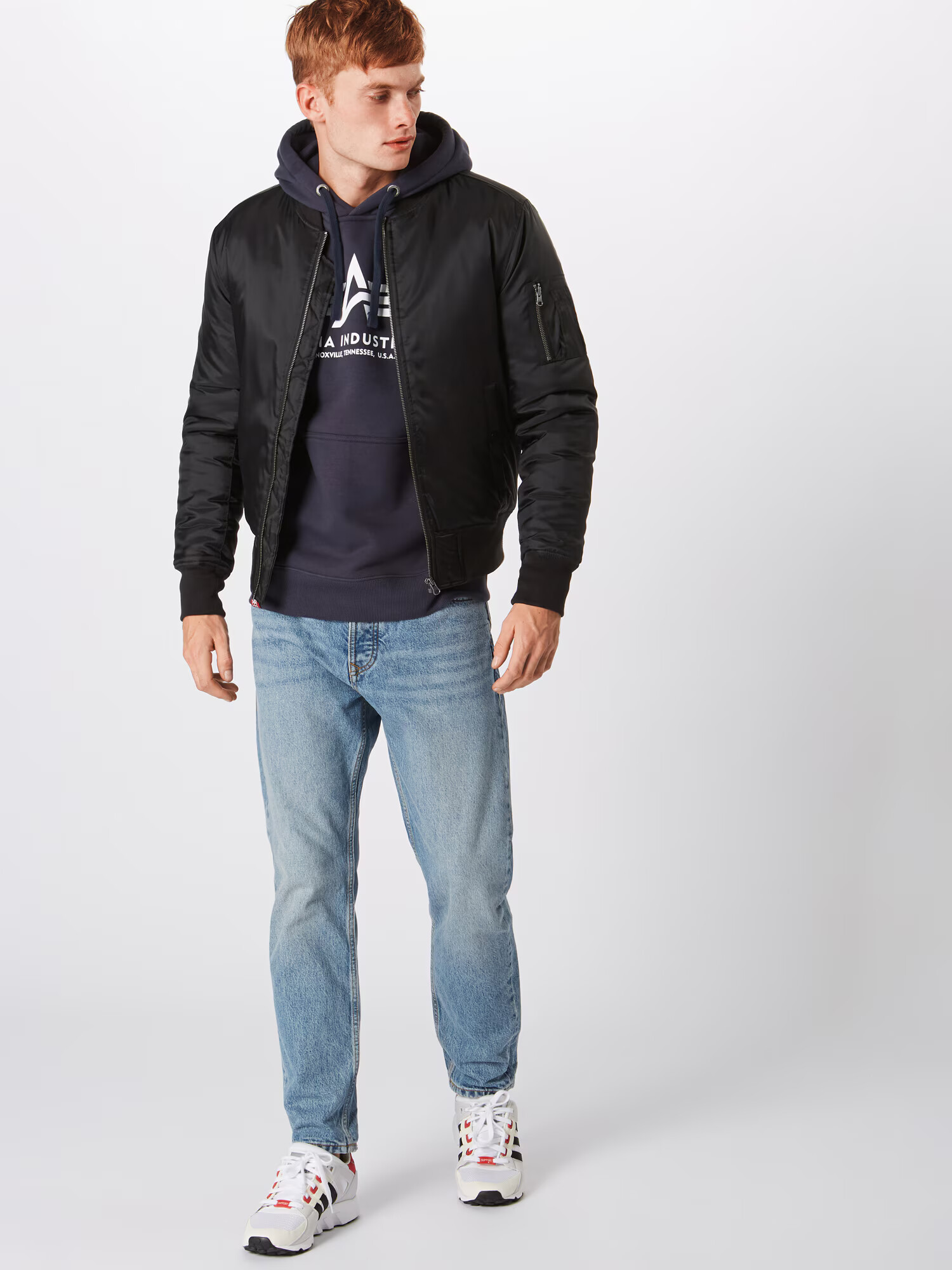 ALPHA INDUSTRIES Majica marine / rdeča / naravno bela - Pepit.si