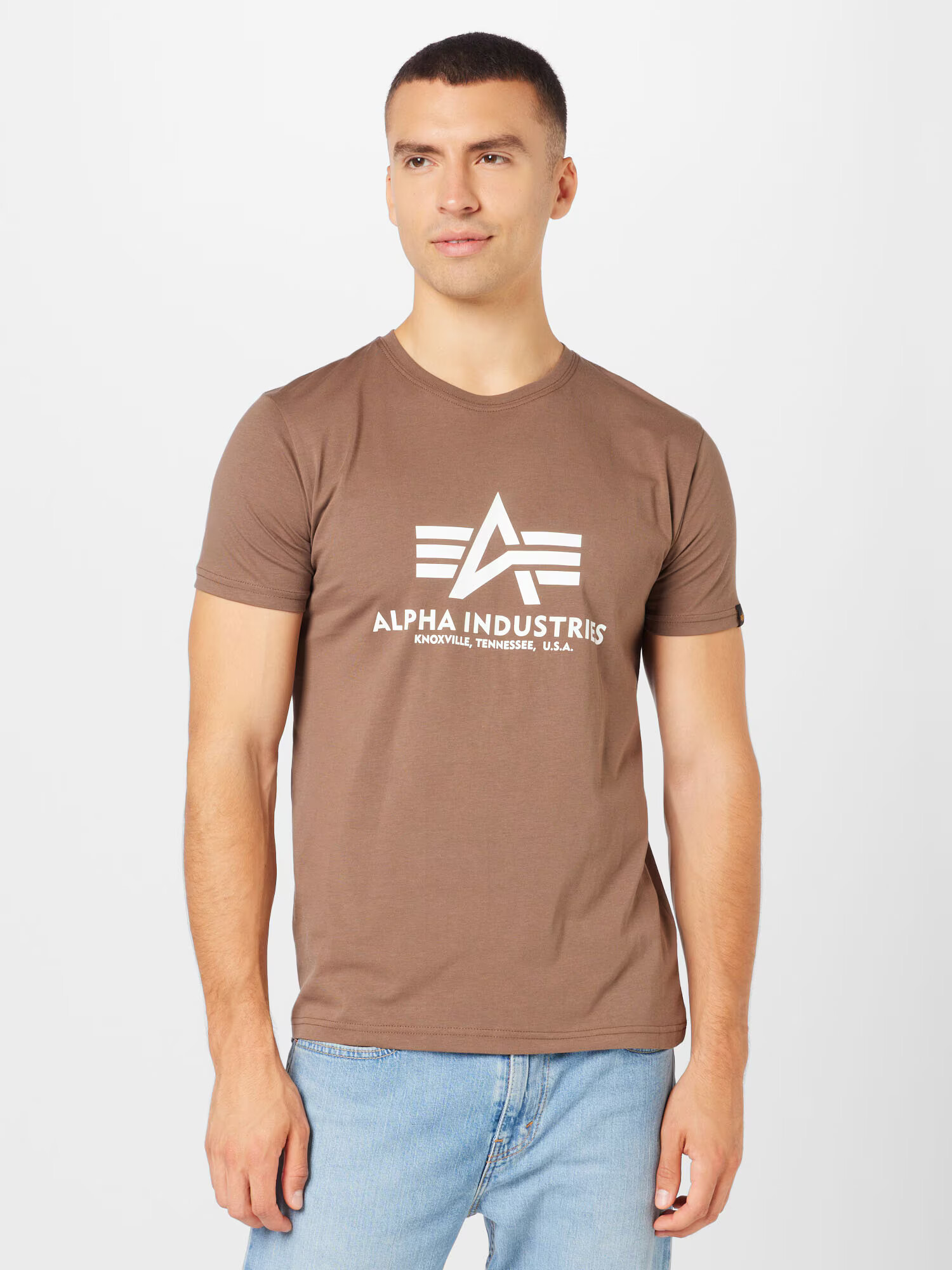 ALPHA INDUSTRIES Majica svetlo rjava / črna / bela - Pepit.si