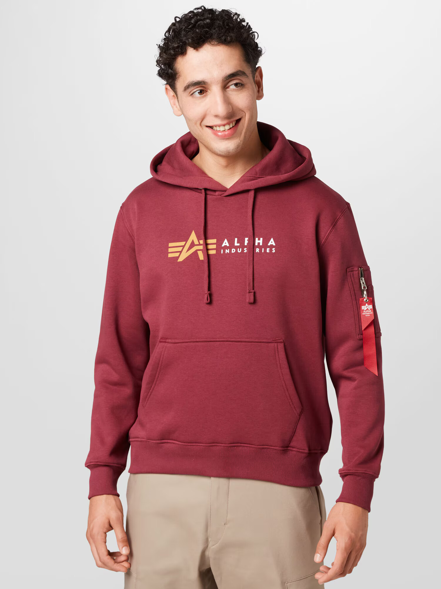 ALPHA INDUSTRIES Majica temno rumena / burgund / bela - Pepit.si