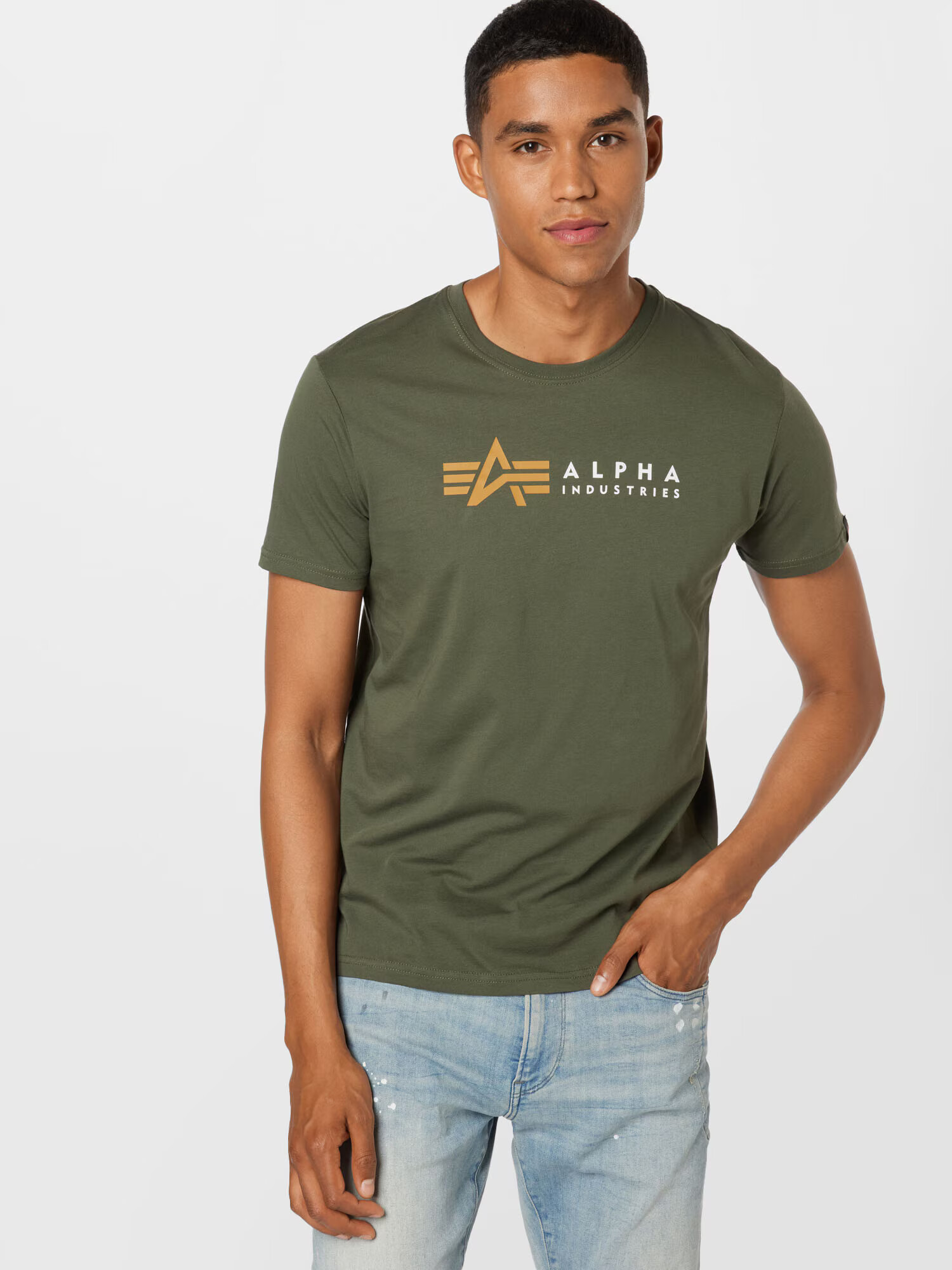 ALPHA INDUSTRIES Majica zlato-rumena / temno zelena / bela - Pepit.si