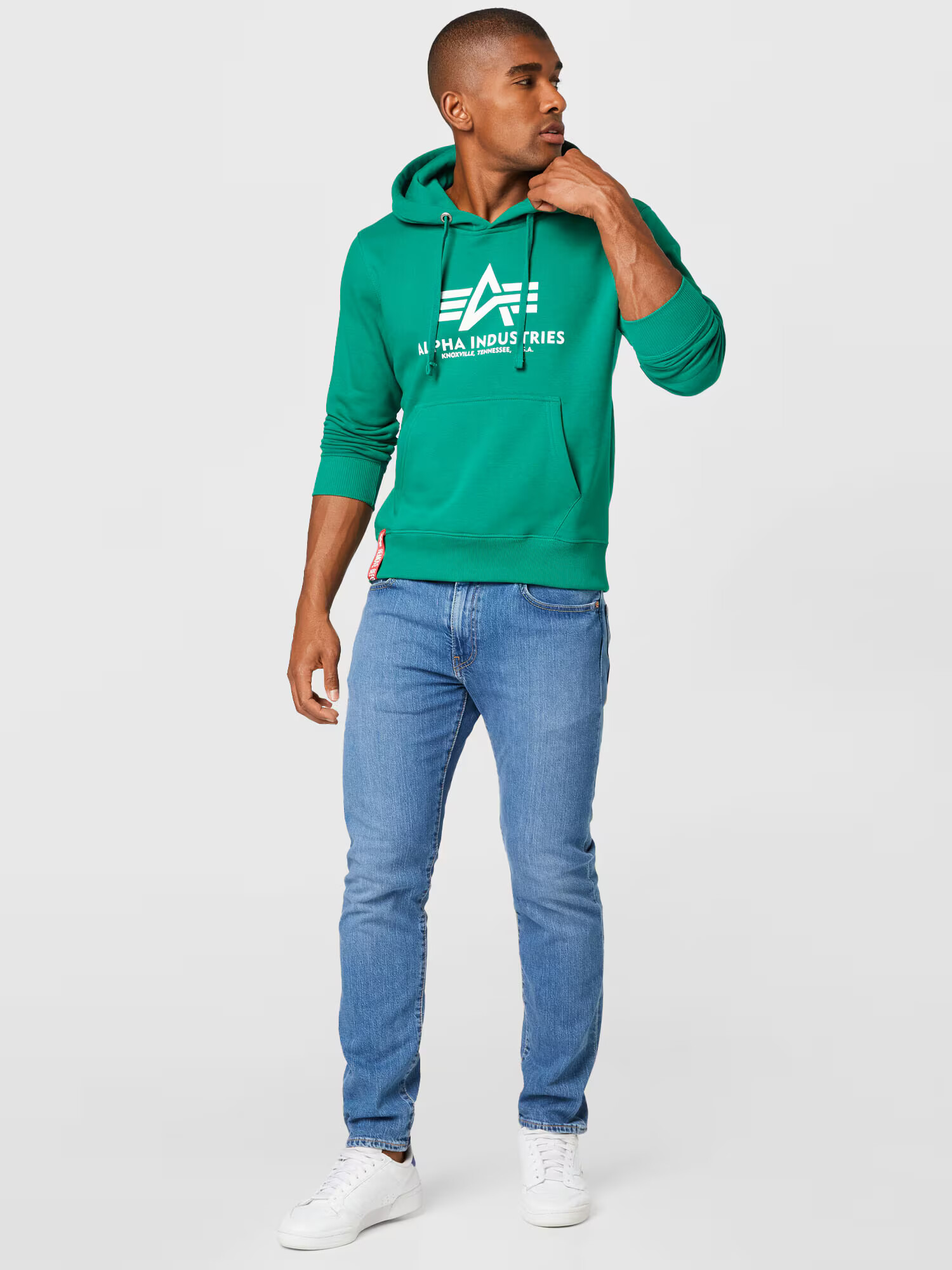 ALPHA INDUSTRIES Majica zelena / bela - Pepit.si