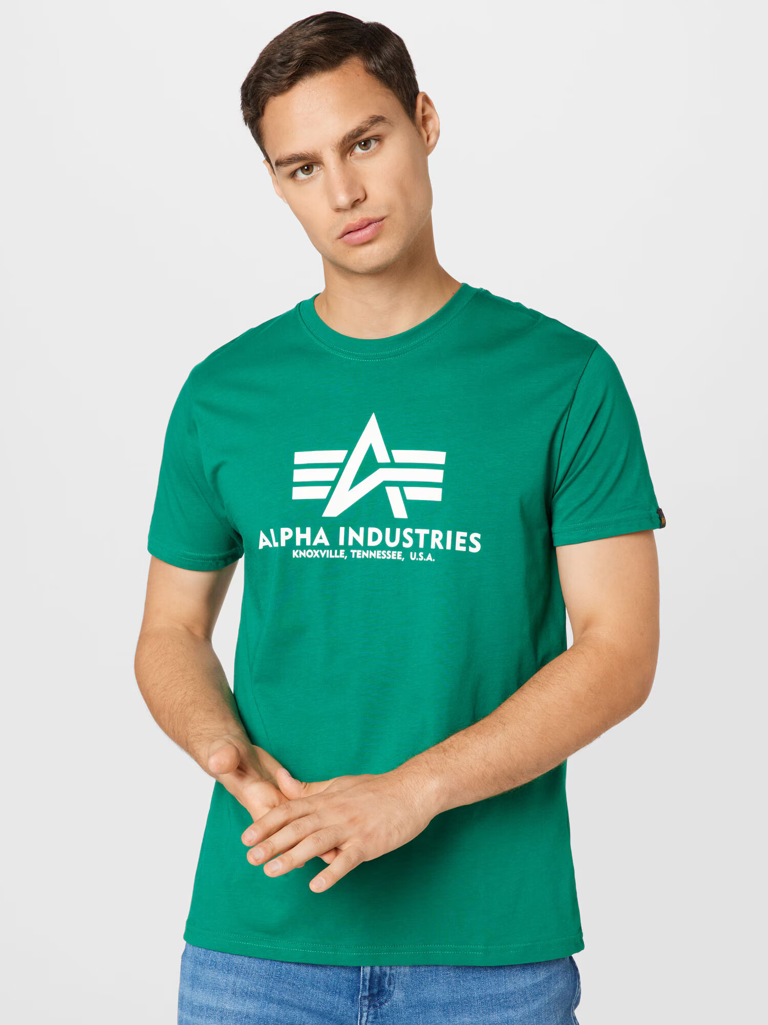 ALPHA INDUSTRIES Majica zelena / bela - Pepit.si