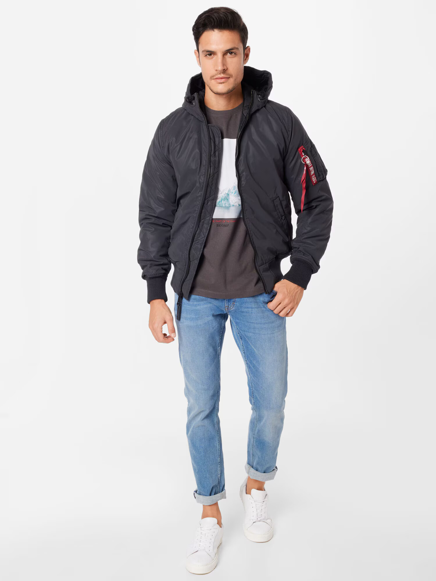 ALPHA INDUSTRIES Prehodna jakna rdeča / črna / bela - Pepit.si