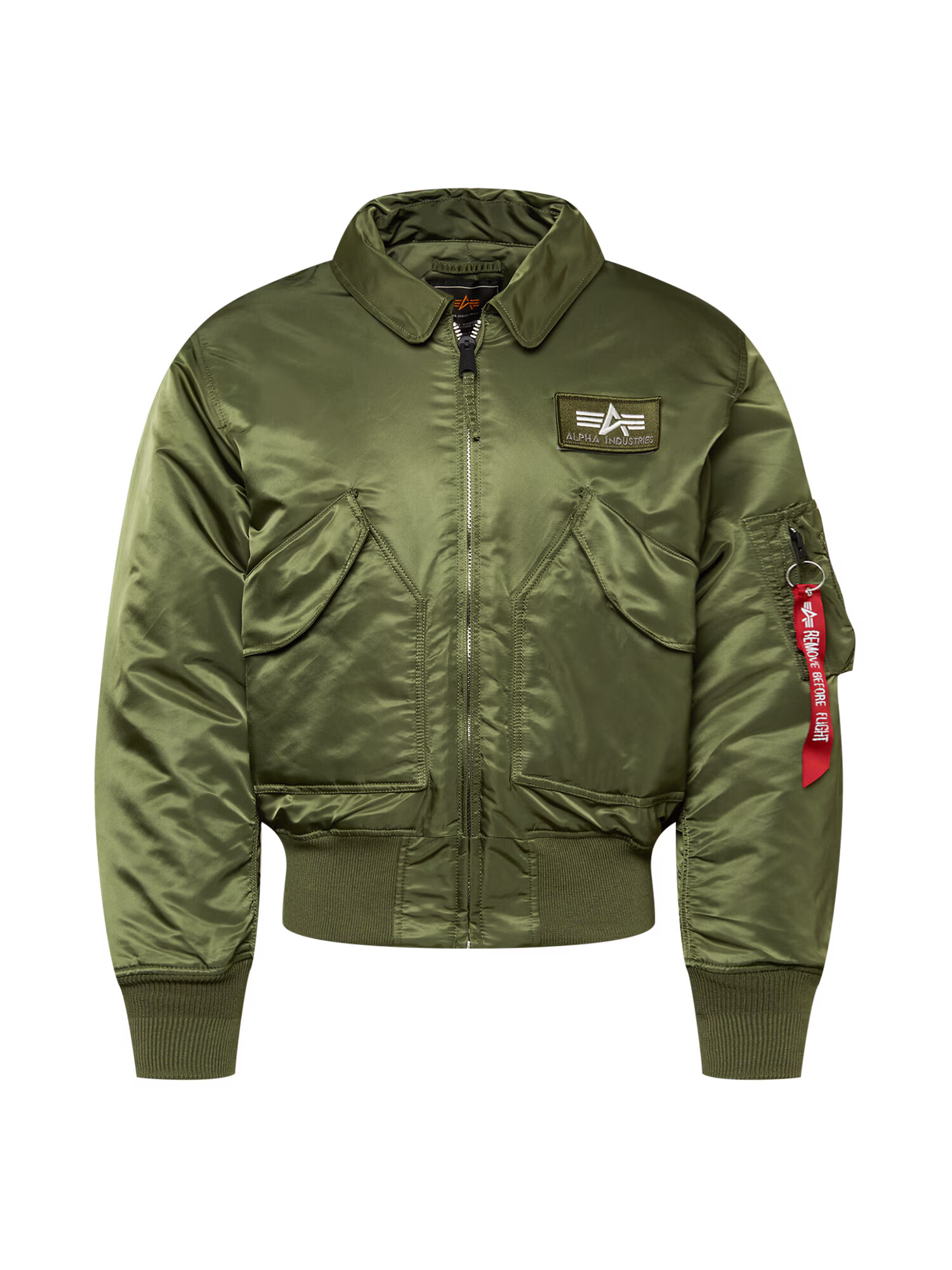 ALPHA INDUSTRIES Prehodna jakna 'CWU 45' oliva / rdeča / bela - Pepit.si