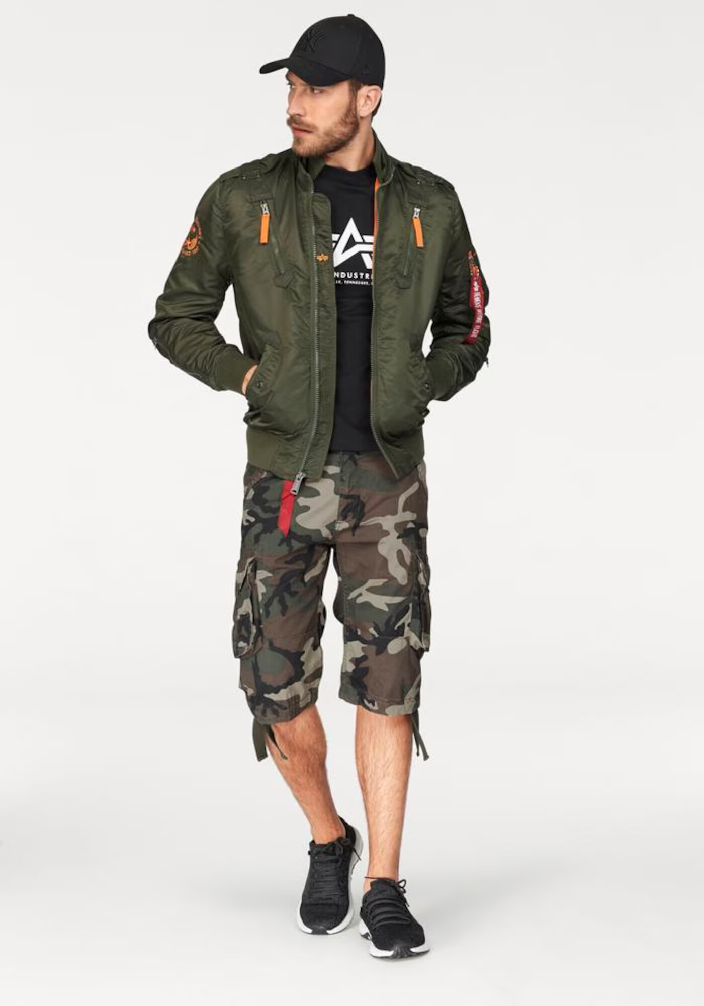 ALPHA INDUSTRIES Prehodna jakna 'Falcon II' temno zelena / oranžna - Pepit.si