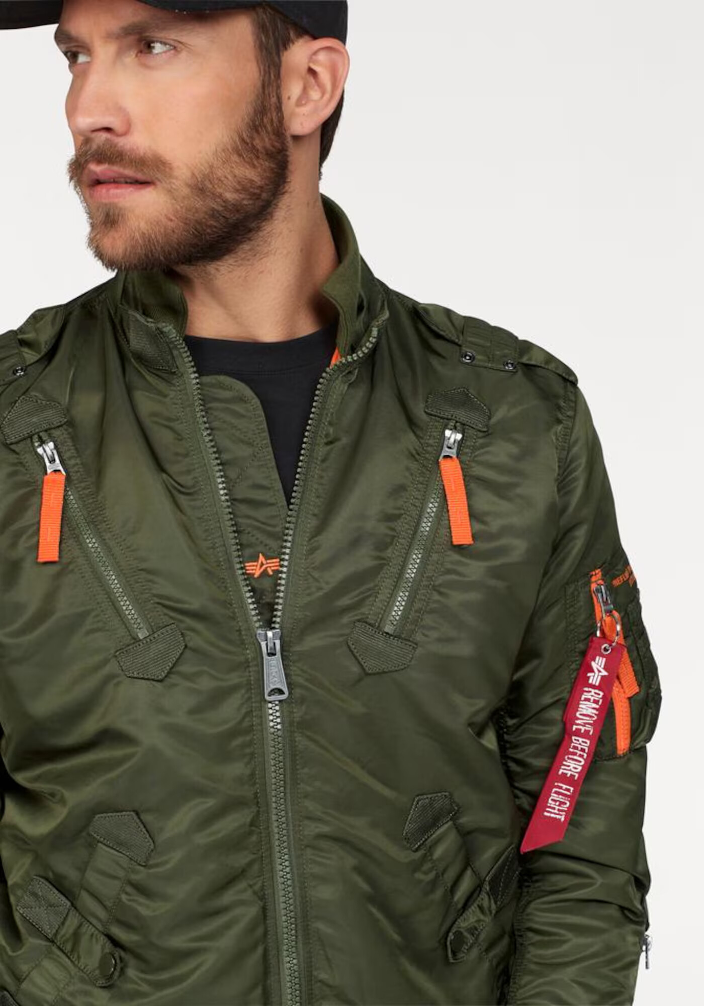 ALPHA INDUSTRIES Prehodna jakna 'Falcon II' temno zelena / oranžna - Pepit.si