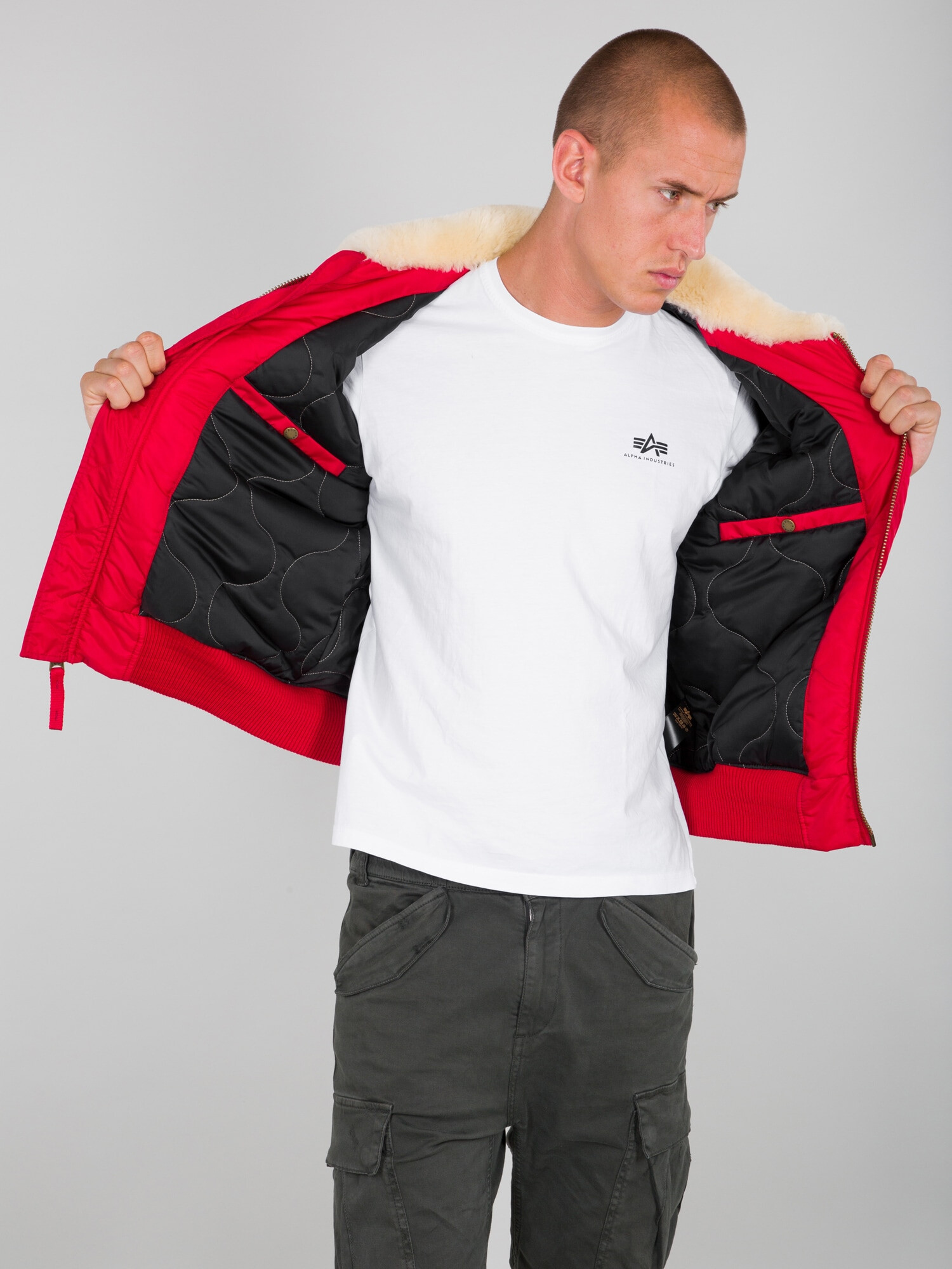 ALPHA INDUSTRIES Zimska jakna 'Injector III Air Force' mešane barve / rdeča - Pepit.si