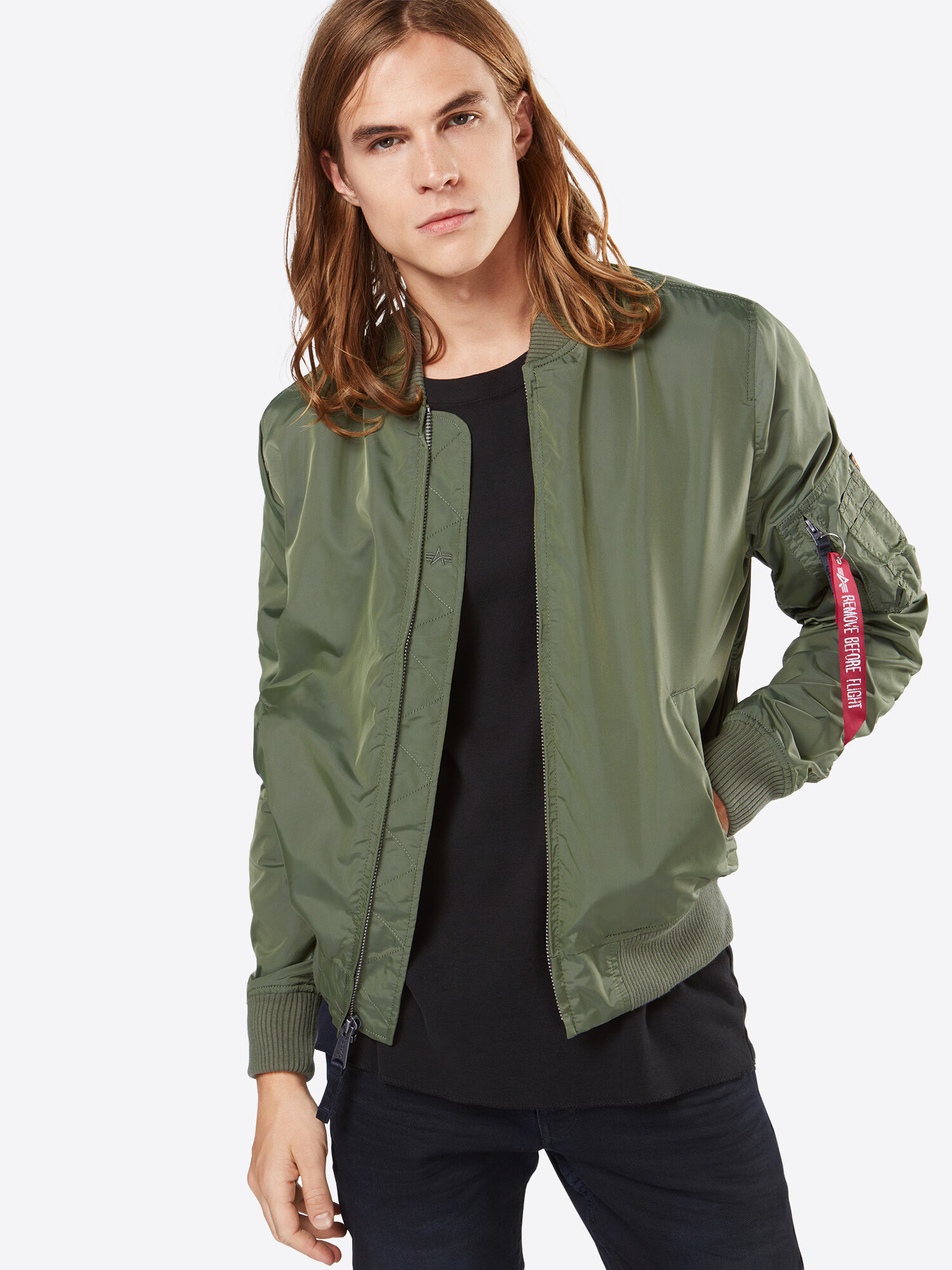 ALPHA INDUSTRIES Prehodna jakna kaki / rdeča / bela - Pepit.si