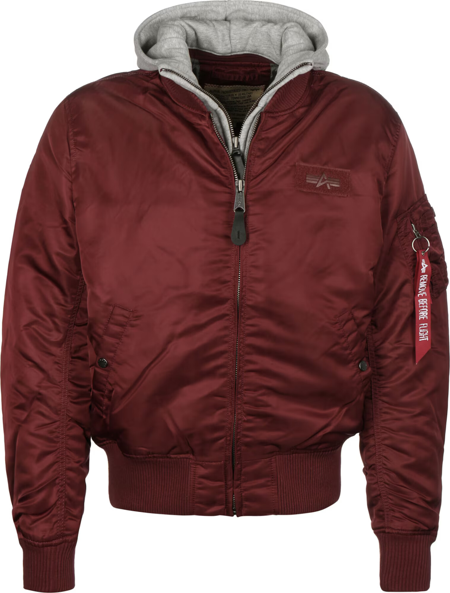 ALPHA INDUSTRIES Prehodna jakna 'MA-1 D-Tec' pegasto siva / burgund - Pepit.si