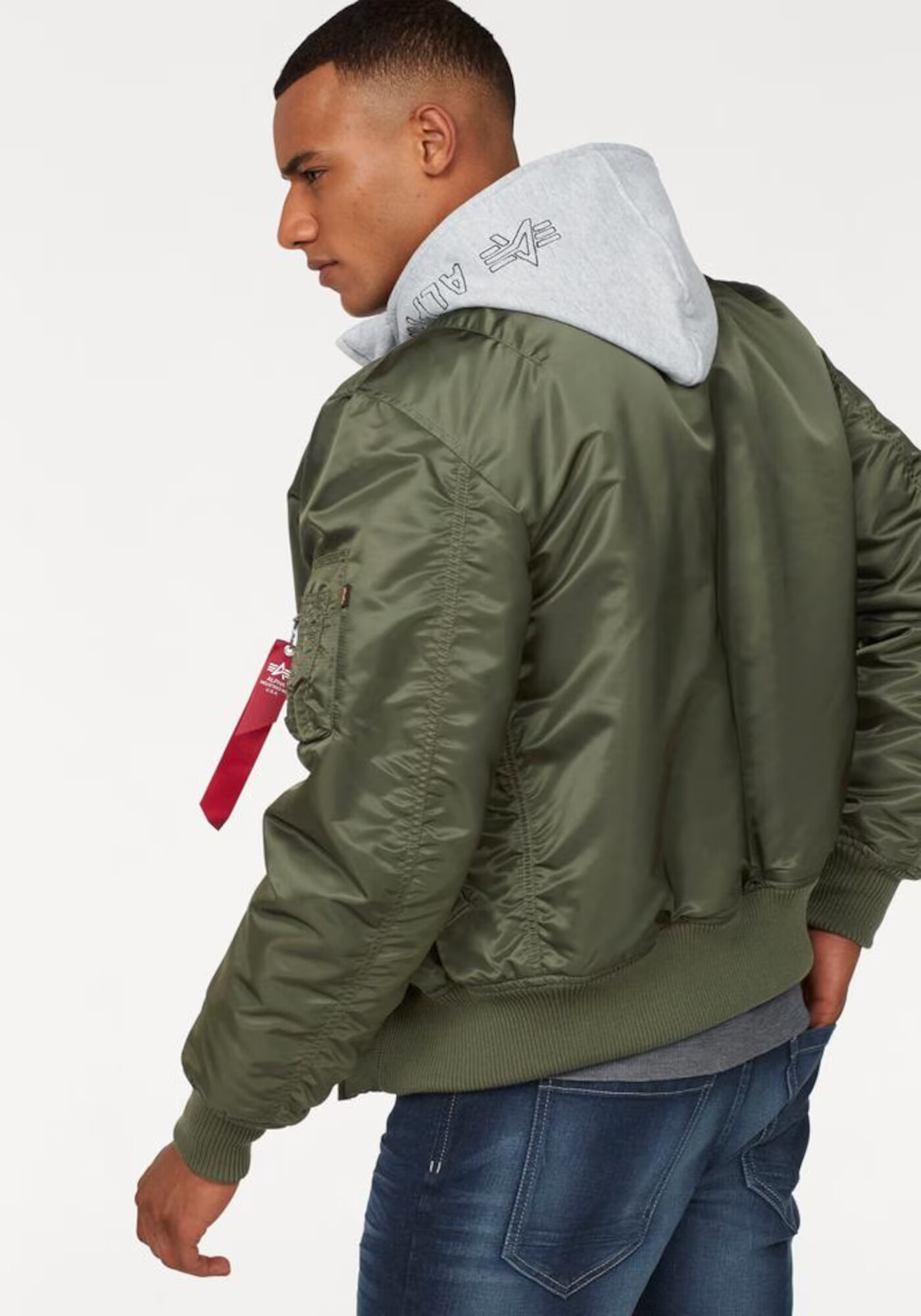 ALPHA INDUSTRIES Prehodna jakna 'MA-1 D-Tec' pegasto siva / oliva - Pepit.si