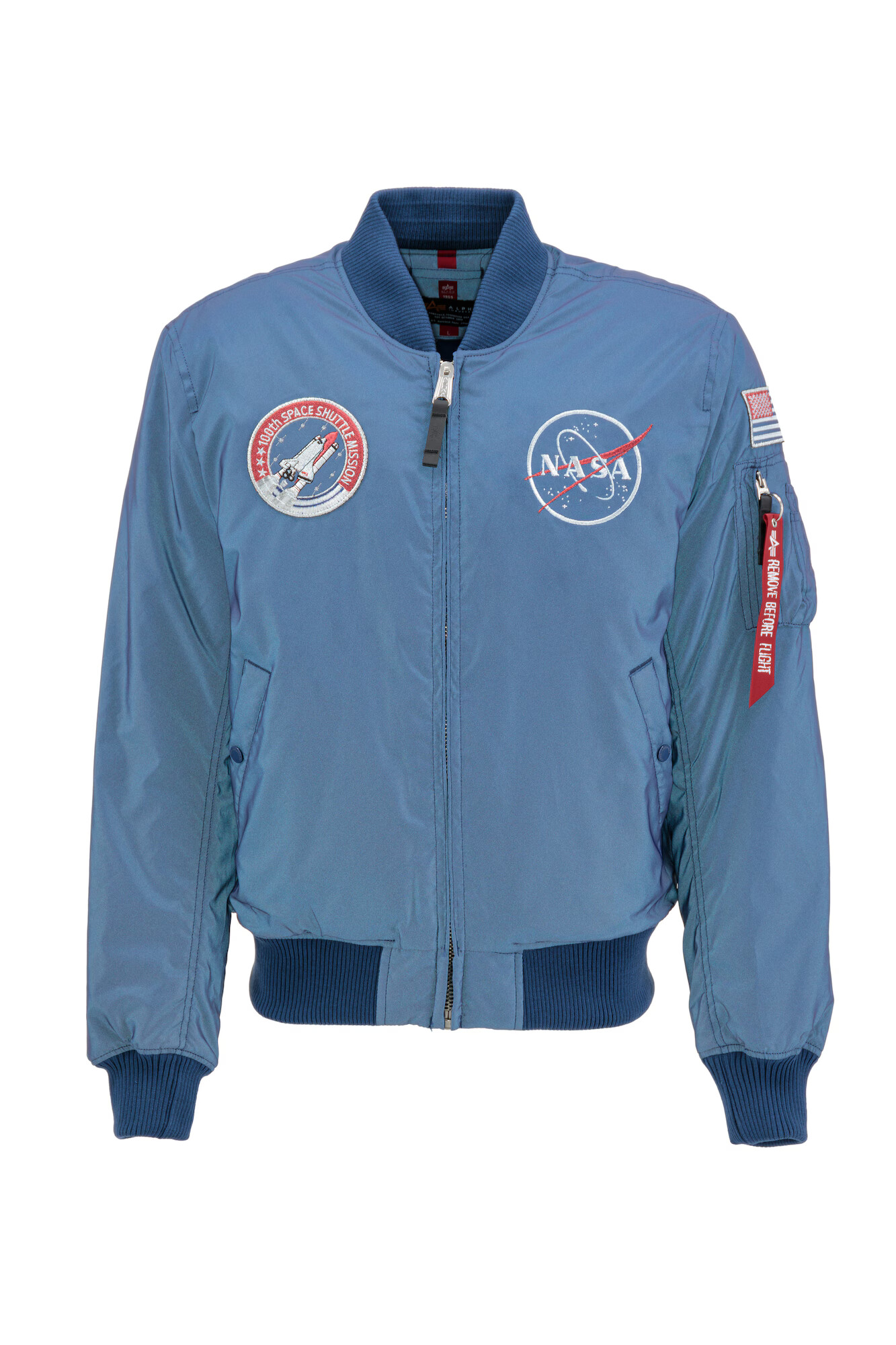 ALPHA INDUSTRIES Prehodna jakna 'MA-1 NASA Reflective' modra / mešane barve - Pepit.si