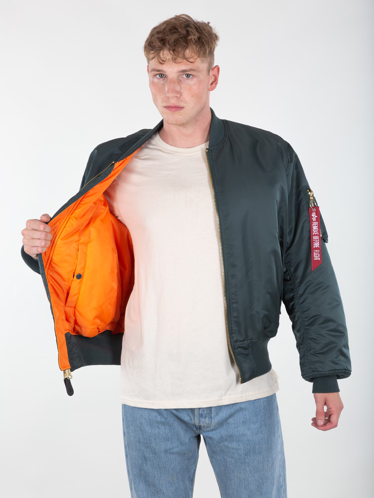 ALPHA INDUSTRIES Prehodna jakna kaki / oranžna - Pepit.si