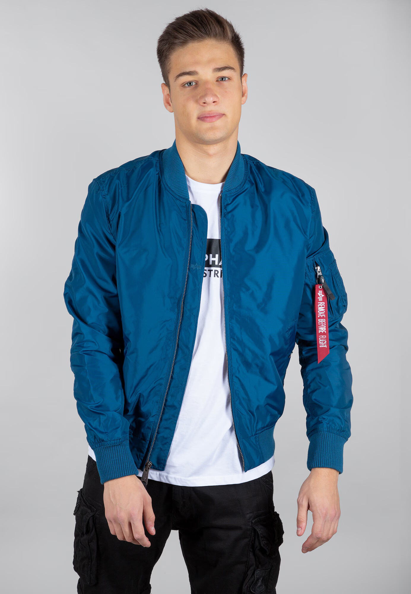 ALPHA INDUSTRIES Prehodna jakna 'MA-1 TT' modra / rdeča / bela - Pepit.si