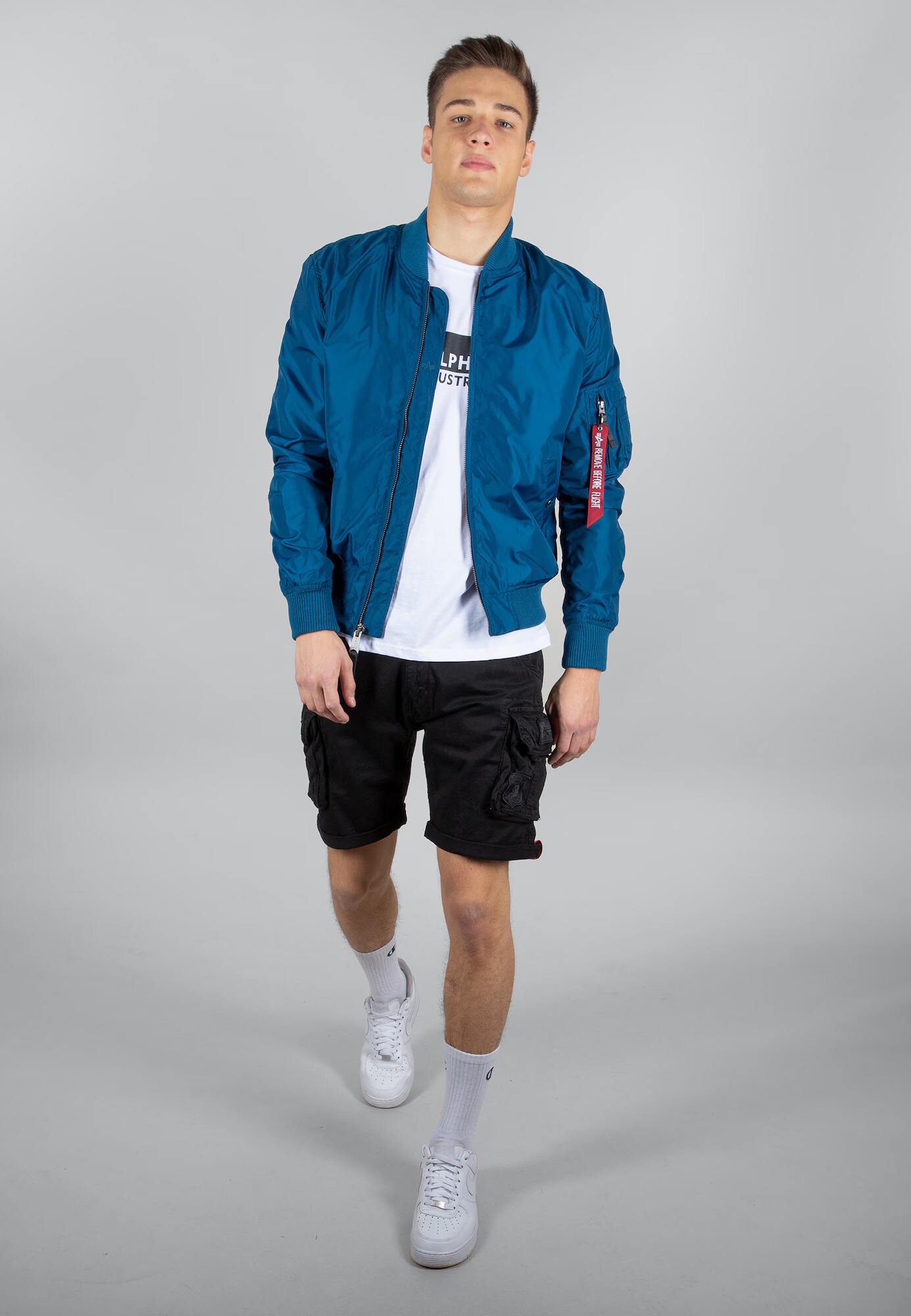 ALPHA INDUSTRIES Prehodna jakna 'MA-1 TT' modra / rdeča / bela - Pepit.si