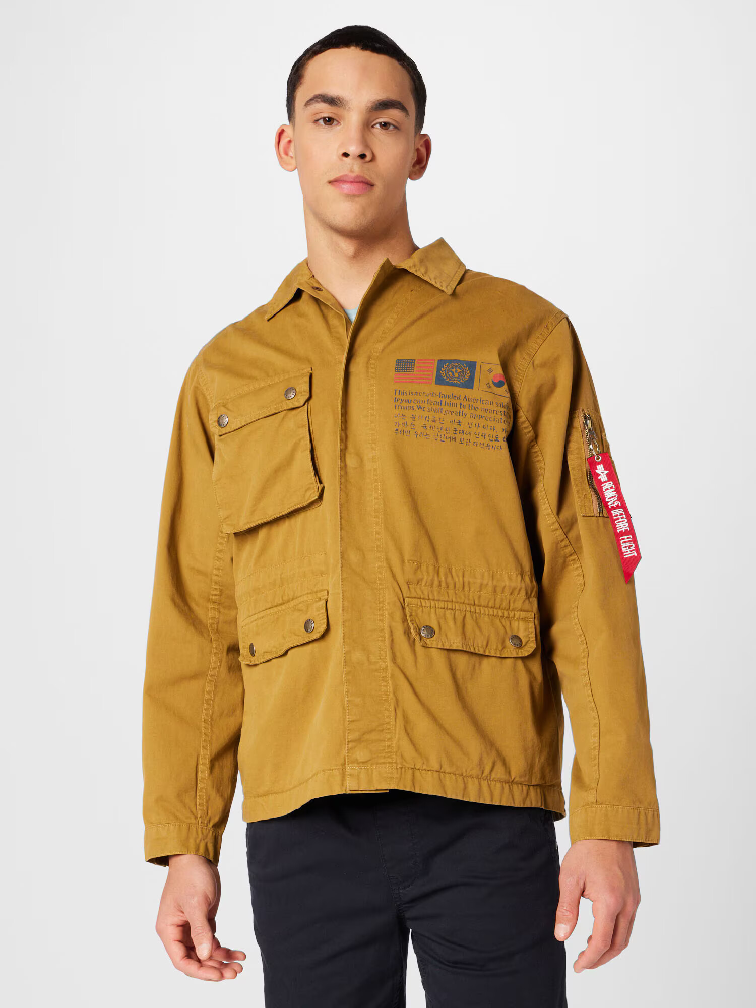 ALPHA INDUSTRIES Prehodna jakna modra / kaki / rdeča / bela - Pepit.si