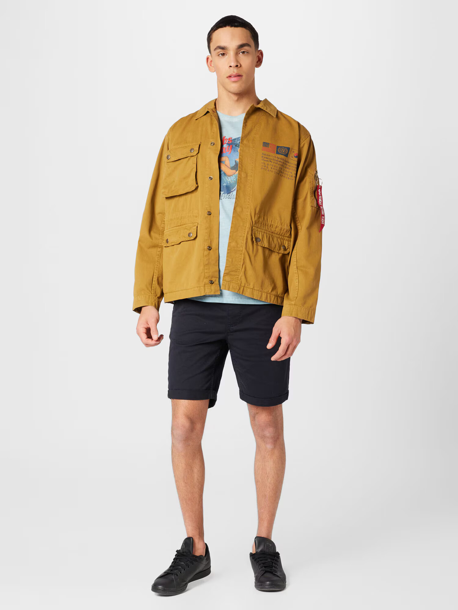 ALPHA INDUSTRIES Prehodna jakna modra / kaki / rdeča / bela - Pepit.si