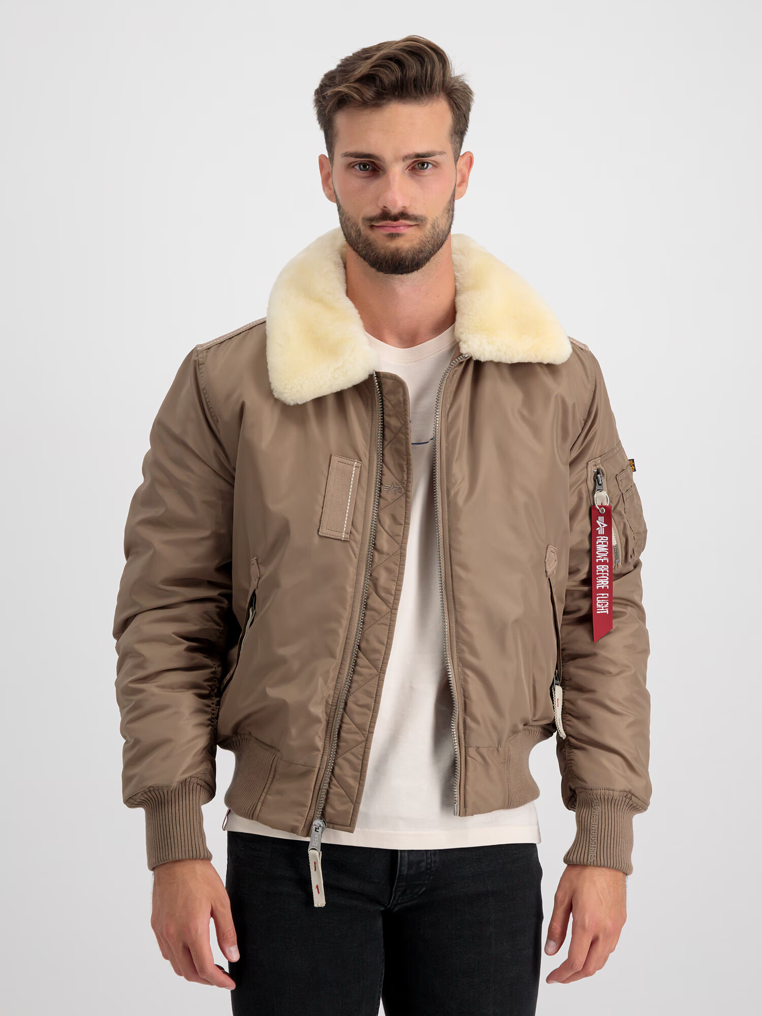 ALPHA INDUSTRIES Zimska jakna 'Injector III' bež / temno siva / rdeča / bela - Pepit.si