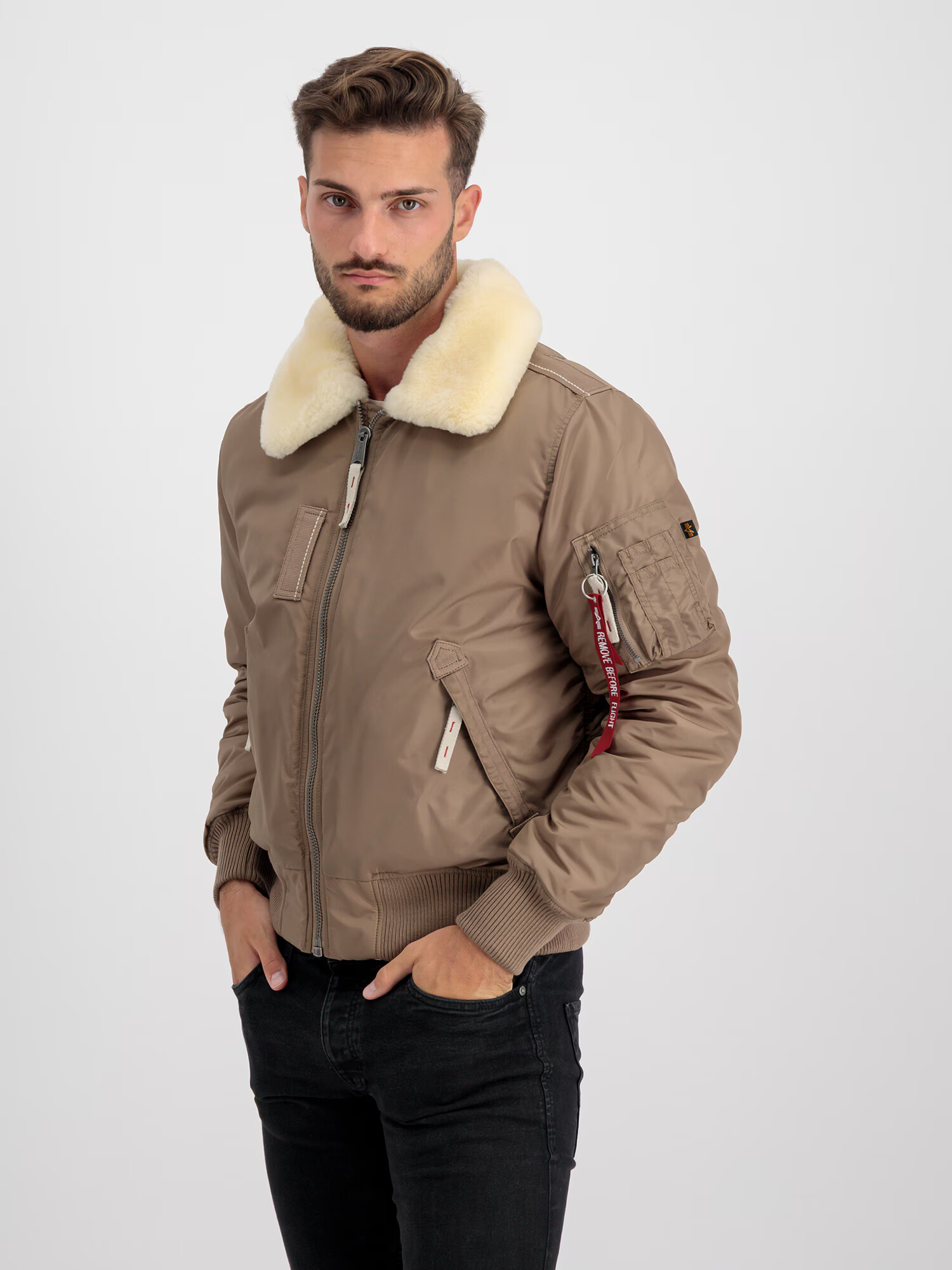 ALPHA INDUSTRIES Zimska jakna 'Injector III' bež / temno siva / rdeča / bela - Pepit.si