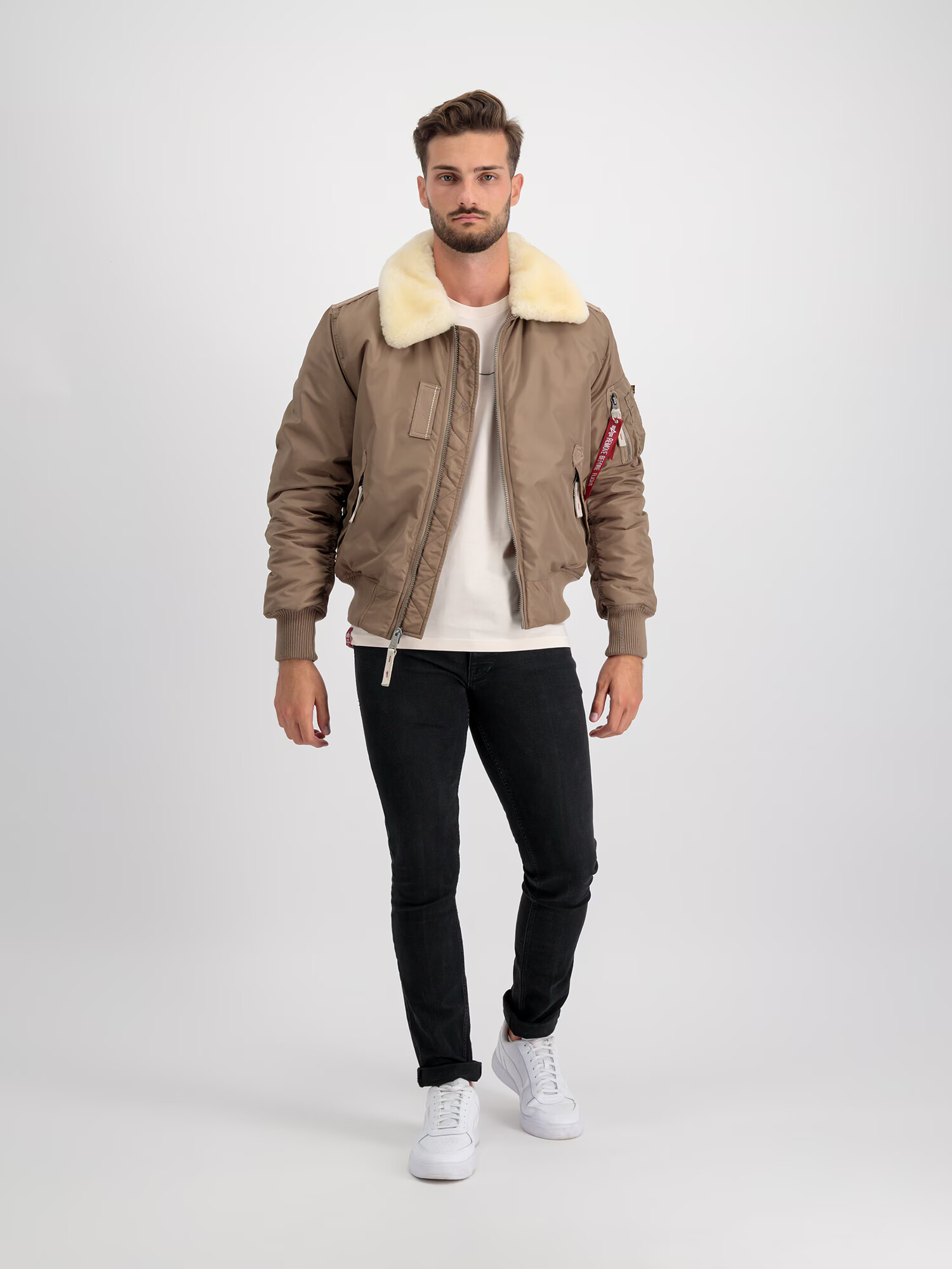 ALPHA INDUSTRIES Zimska jakna 'Injector III' bež / temno siva / rdeča / bela - Pepit.si