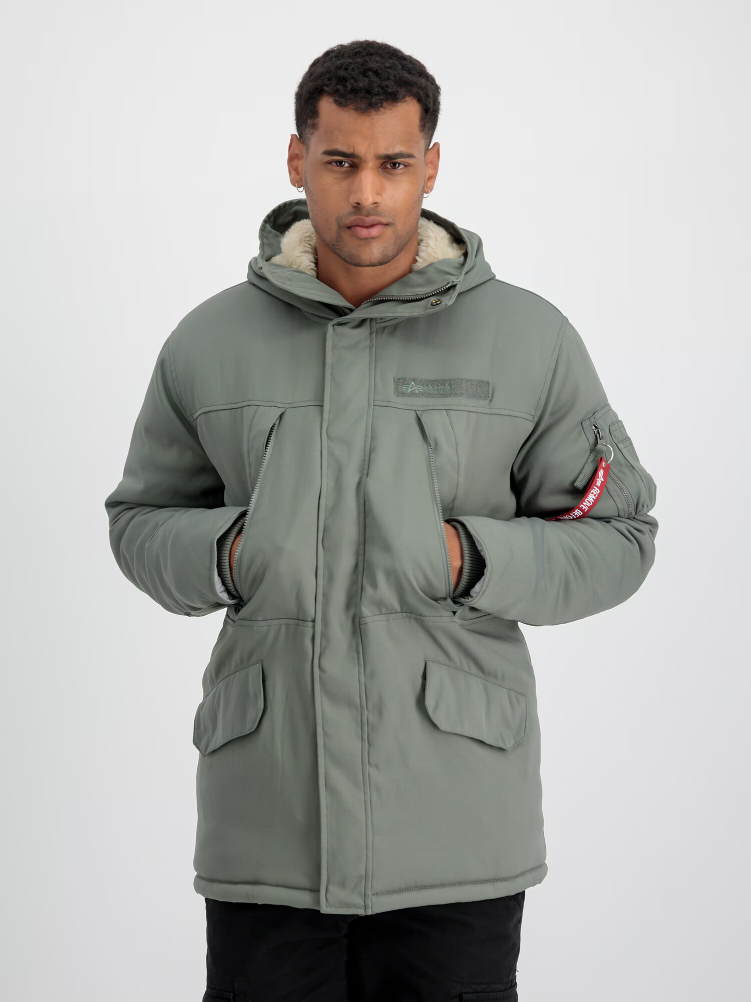 ALPHA INDUSTRIES Zimska jakna 'N3B Expedition' zelena / krvavo rdeča - Pepit.si