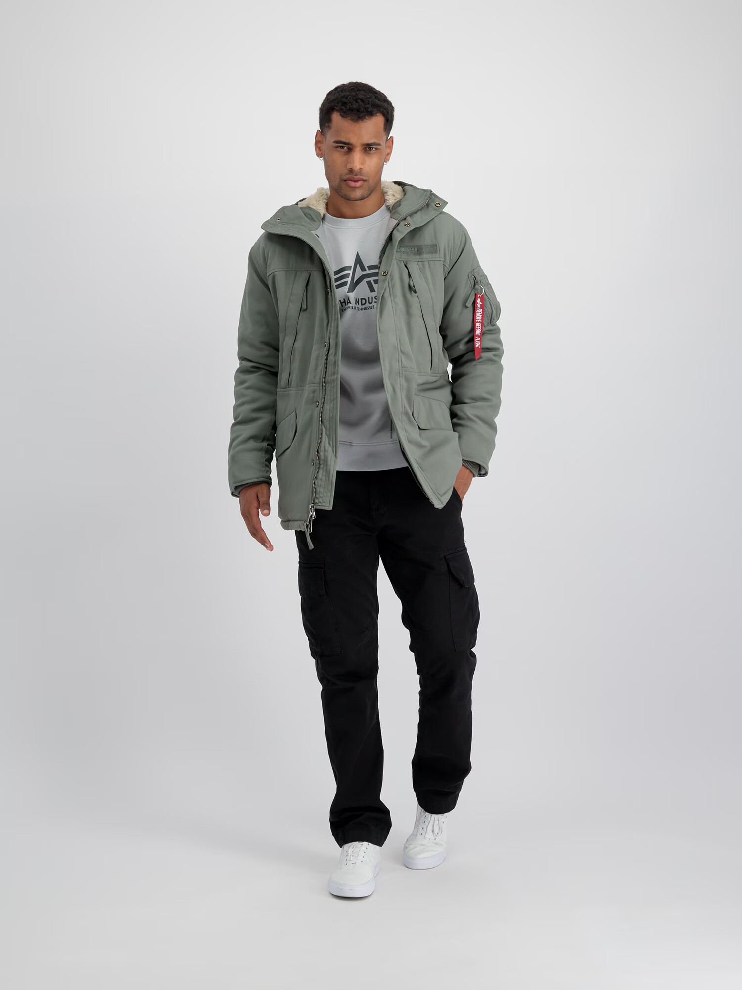 ALPHA INDUSTRIES Zimska jakna 'N3B Expedition' zelena / krvavo rdeča - Pepit.si