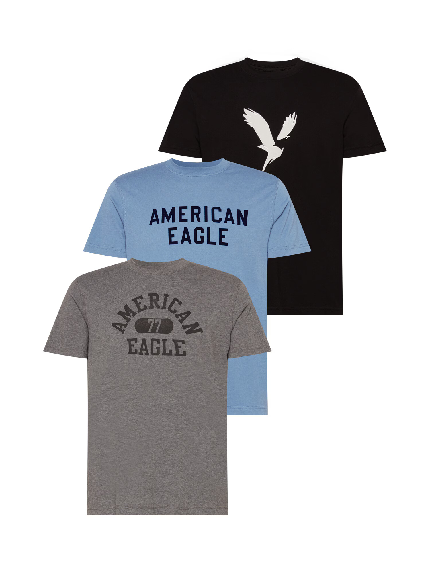 American Eagle Majica golobje modra / siva / črna / bela - Pepit.si