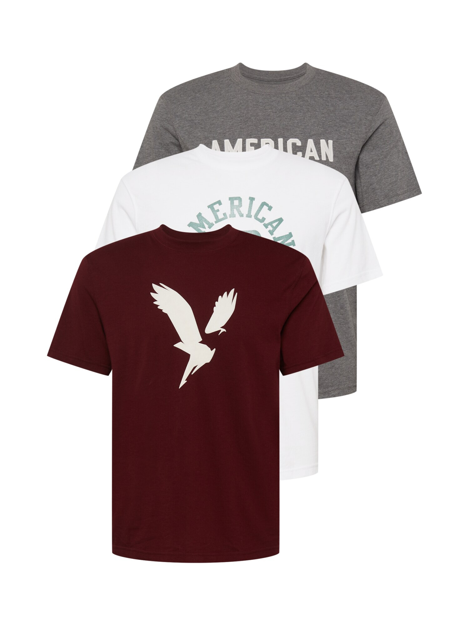 American Eagle Majica pegasto siva / smaragd / bordo / bela - Pepit.si