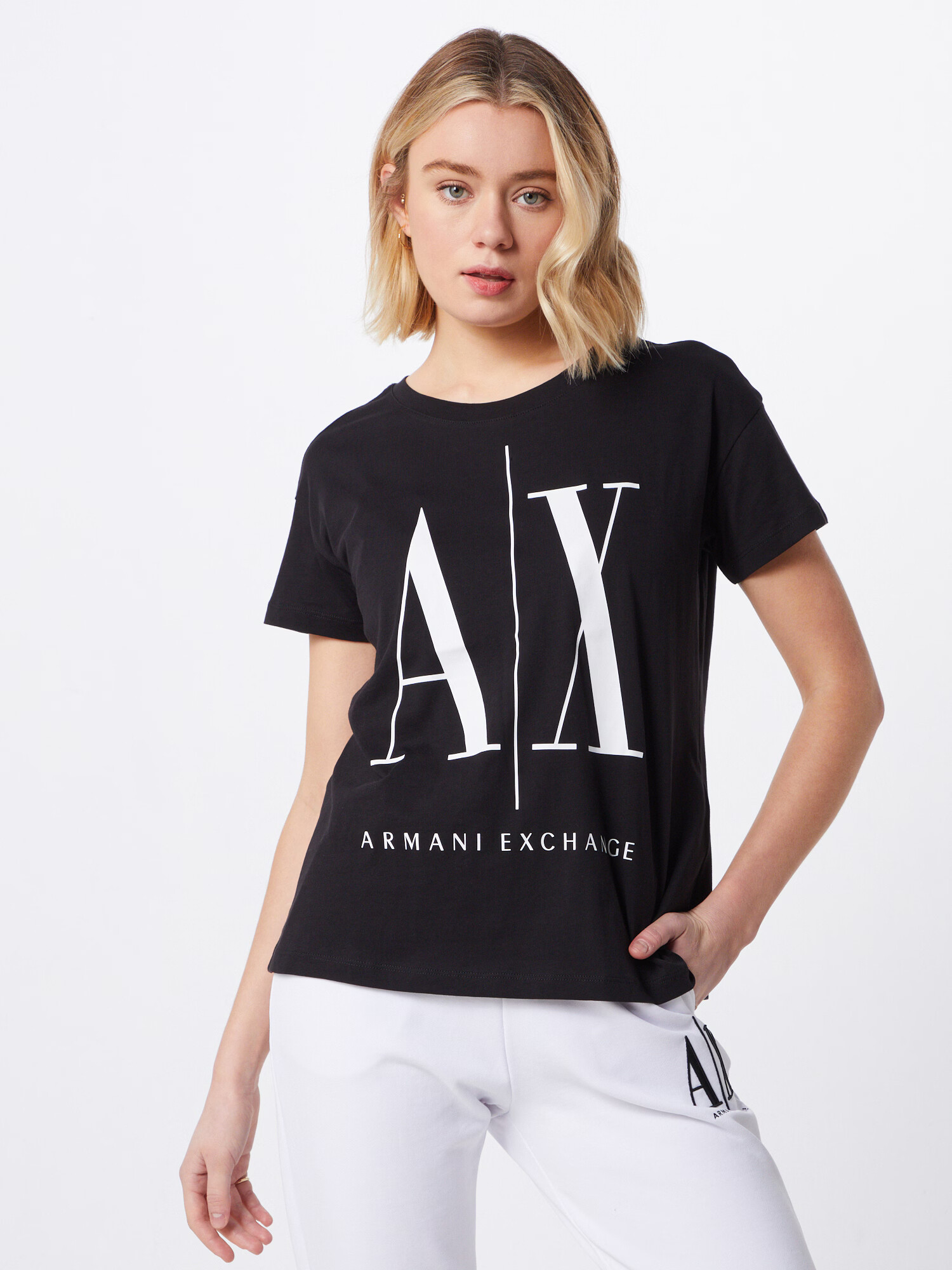 ARMANI EXCHANGE Majica črna / bela - Pepit.si