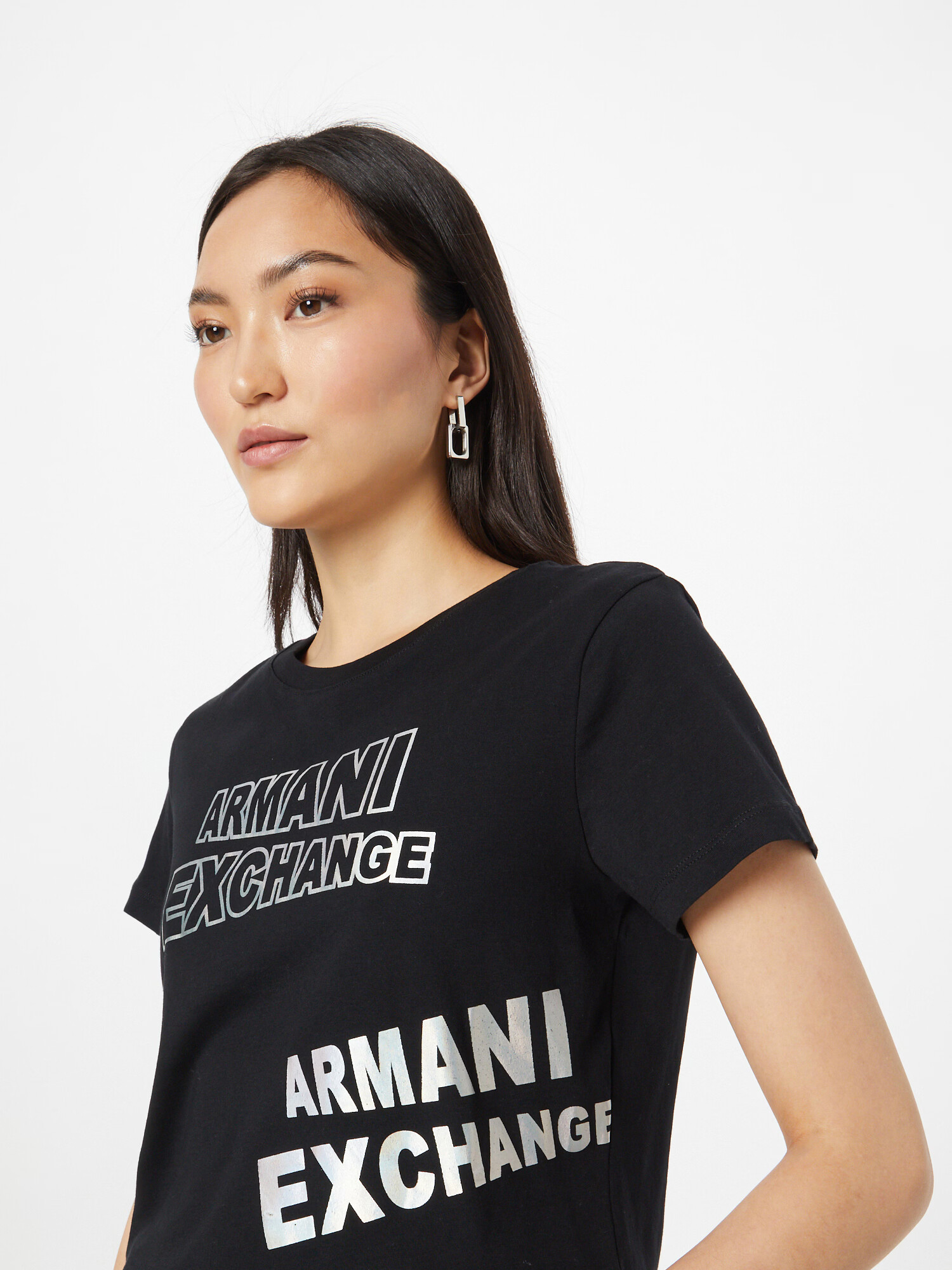 ARMANI EXCHANGE Majica črna / bela - Pepit.si