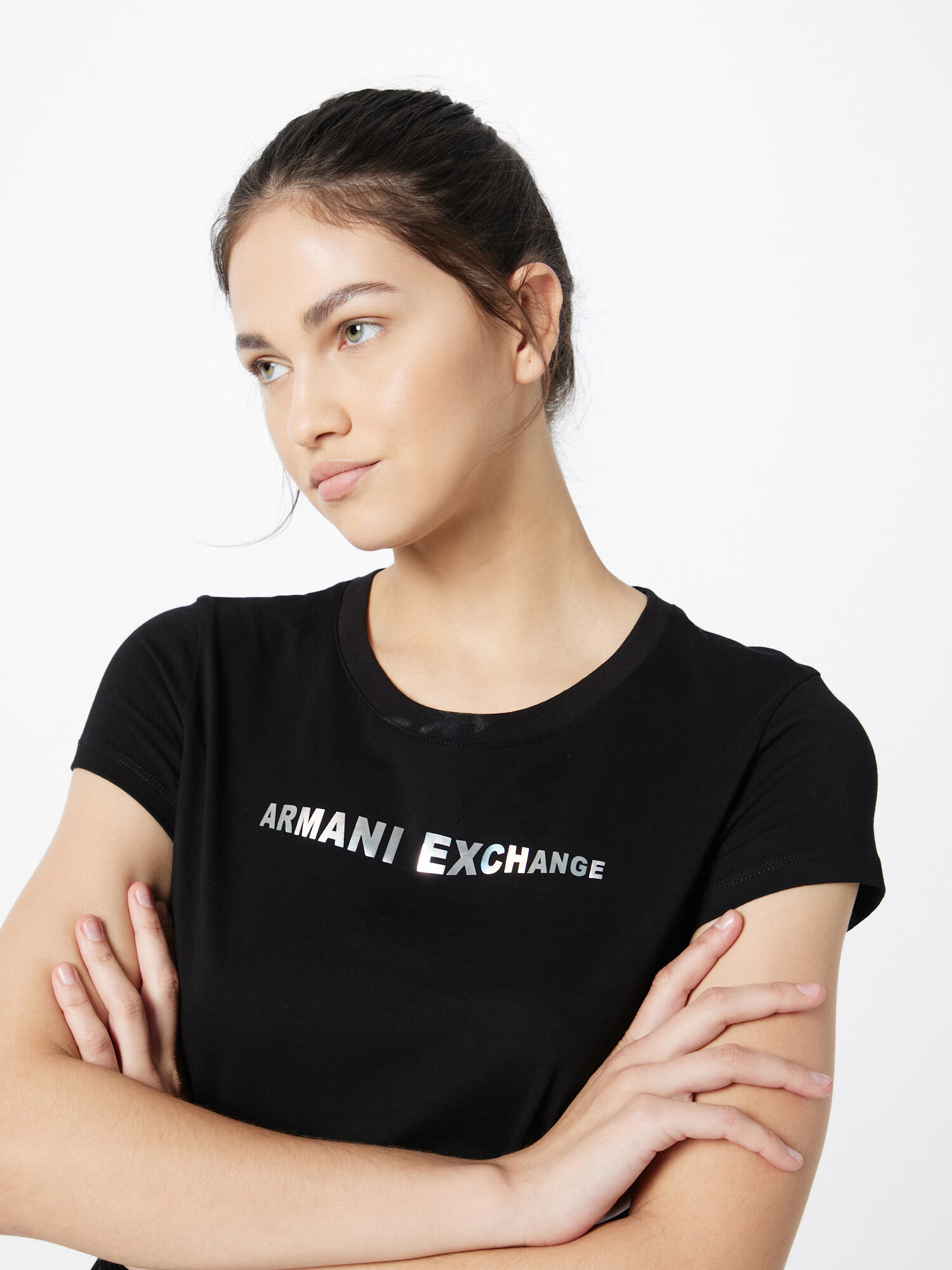 ARMANI EXCHANGE Majica črna / srebrna - Pepit.si