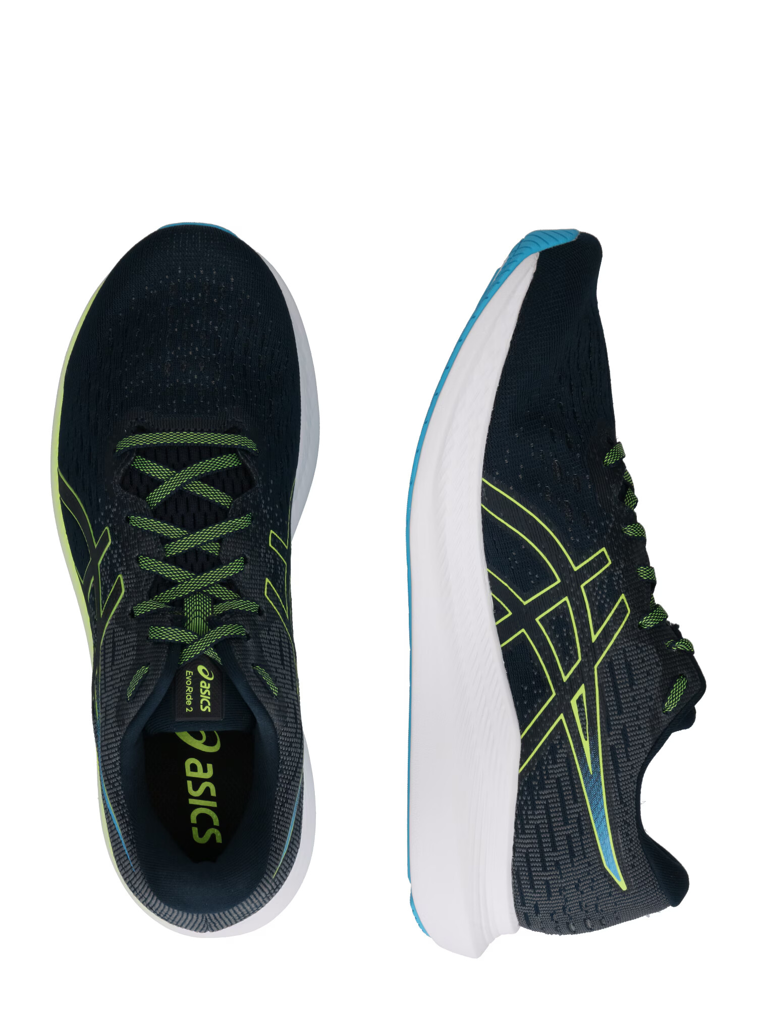 ASICS Tekaški čevelj 'Evoride 2 Road' modra / neonsko rumena / temno siva / črna - Pepit.si