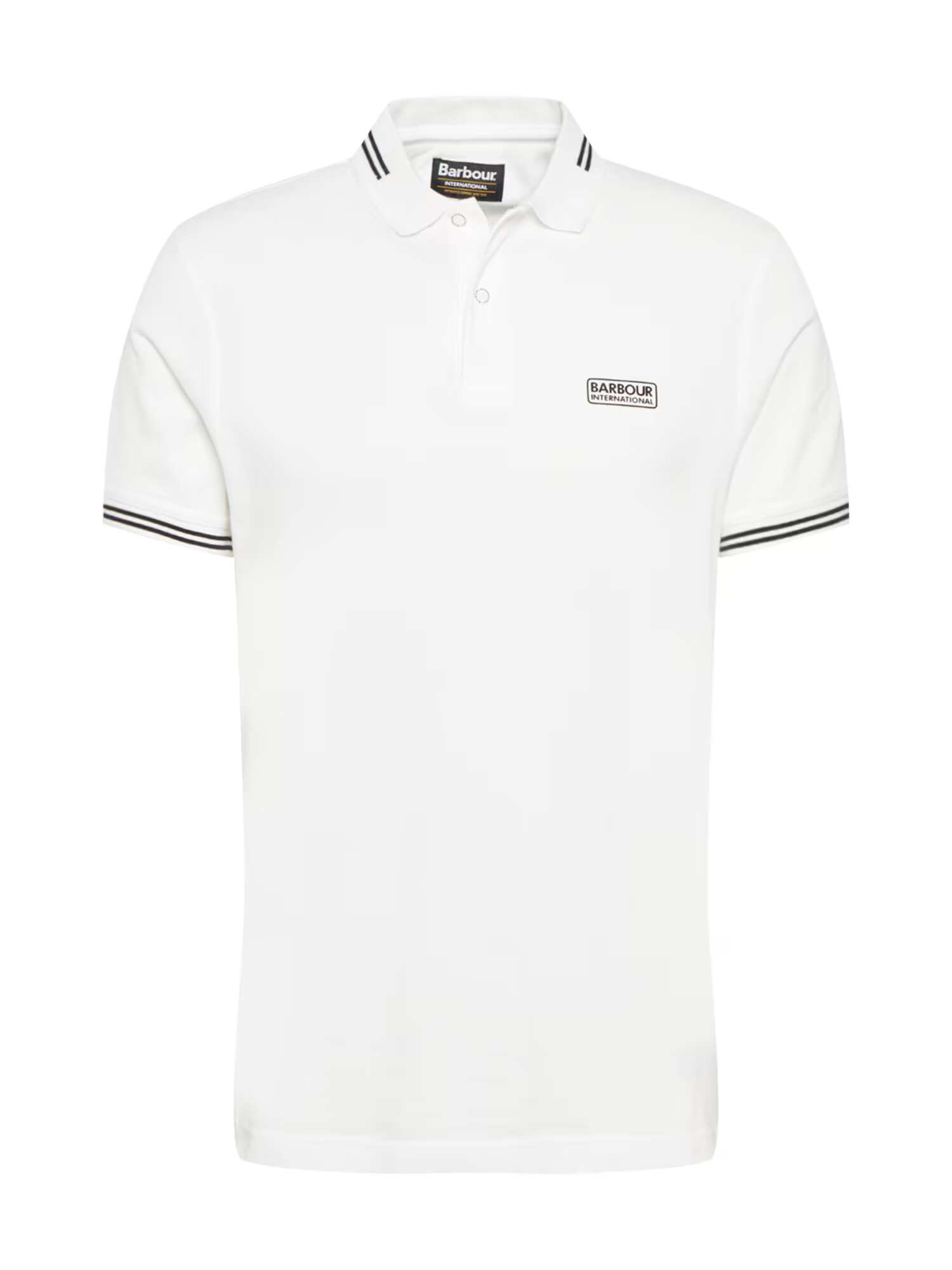 Barbour International Poloshirt bela / črna - Pepit.si